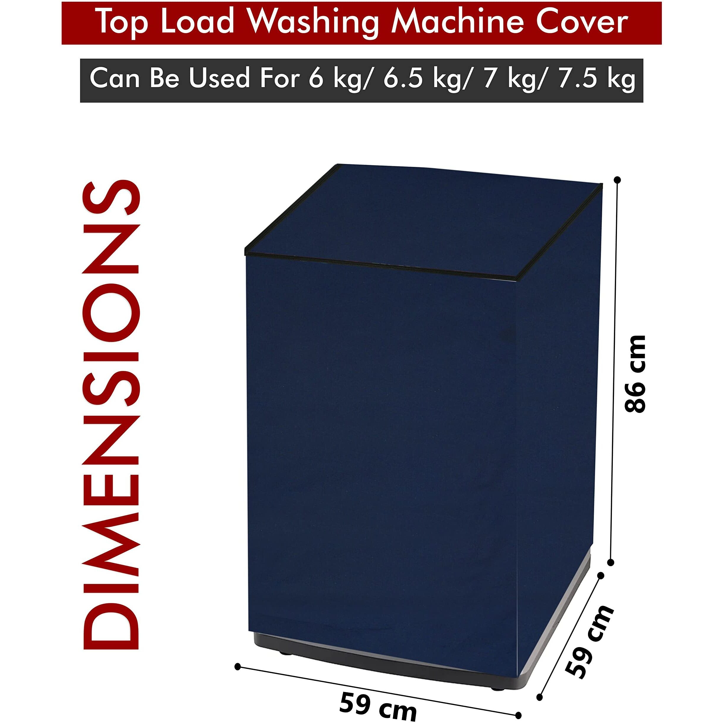 Yellow Weaves Waterproof & Dust-Proof Top Loading Fully Automatic Washing Machine Cover For 6 Kg, 6.5 Kg, 7Kg & 7.5 Kg -(Blue), Polyester