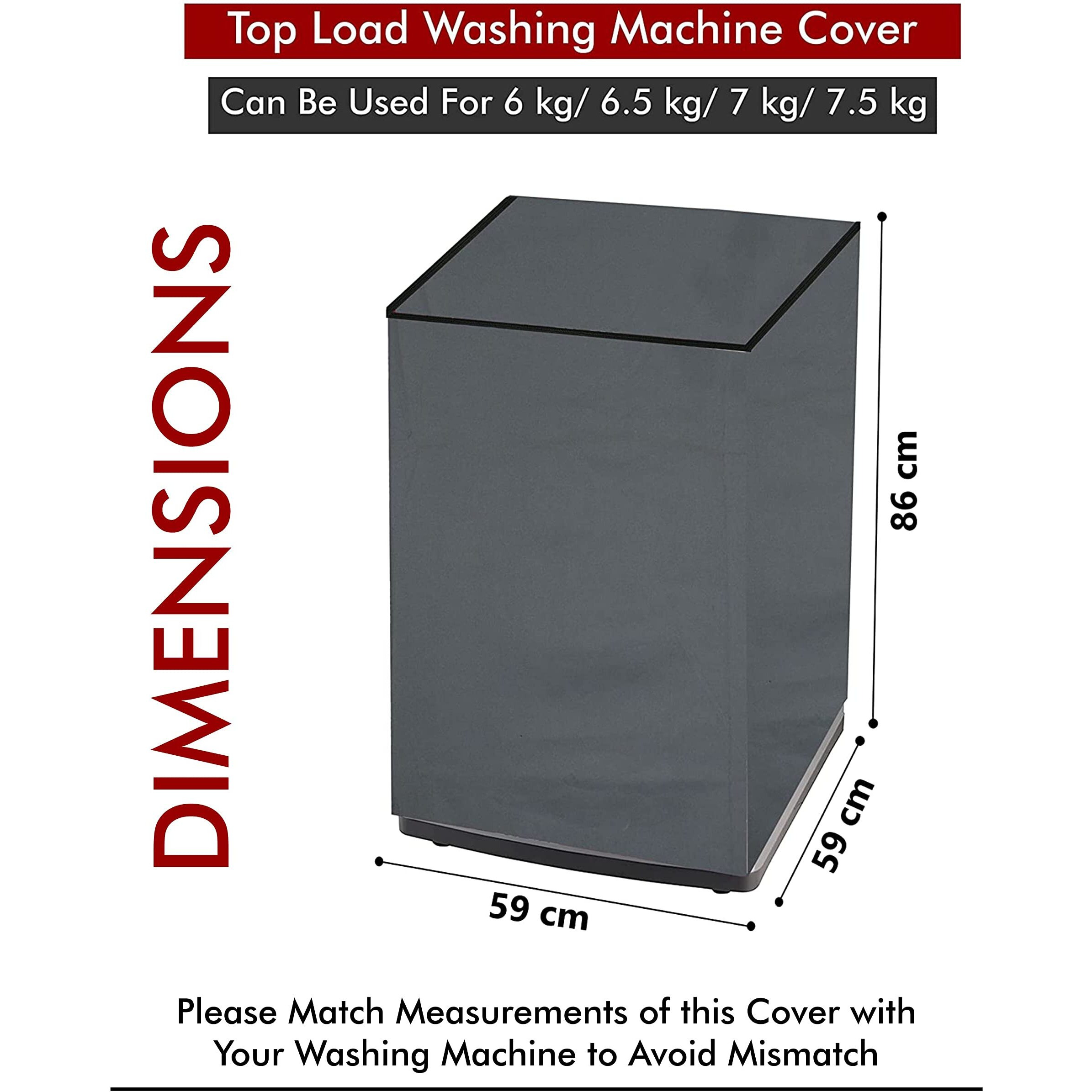 Yellow Weaves Waterproof & Dust-Proof Top Loading Fully Automatic Washing Machine Cover For 6 Kg, 6.5 Kg, 7Kg & 7.5 Kg -(Grey ), Polyester
