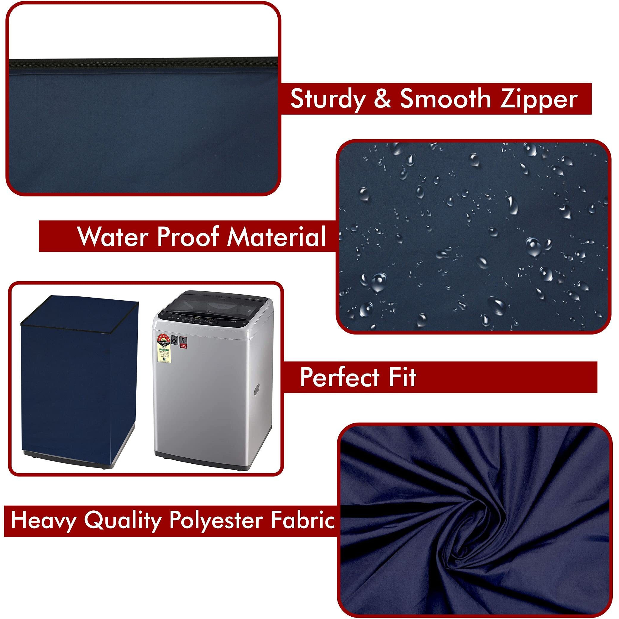 Yellow Weaves Polyester Waterproof & Dust-Proof Top Loading Fully Automatic Washing Machine Cover For 6 Kg, 6.5 Kg, 7Kg & 7.5 Kg (Blue)