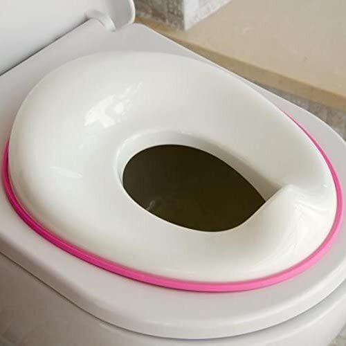 Zollyss Potty Training Seat For Boys And Girls, Fits Round & Oval Toilets, Non-Slip With Splash Guard, Includes Free Storage Hook-Pink Color