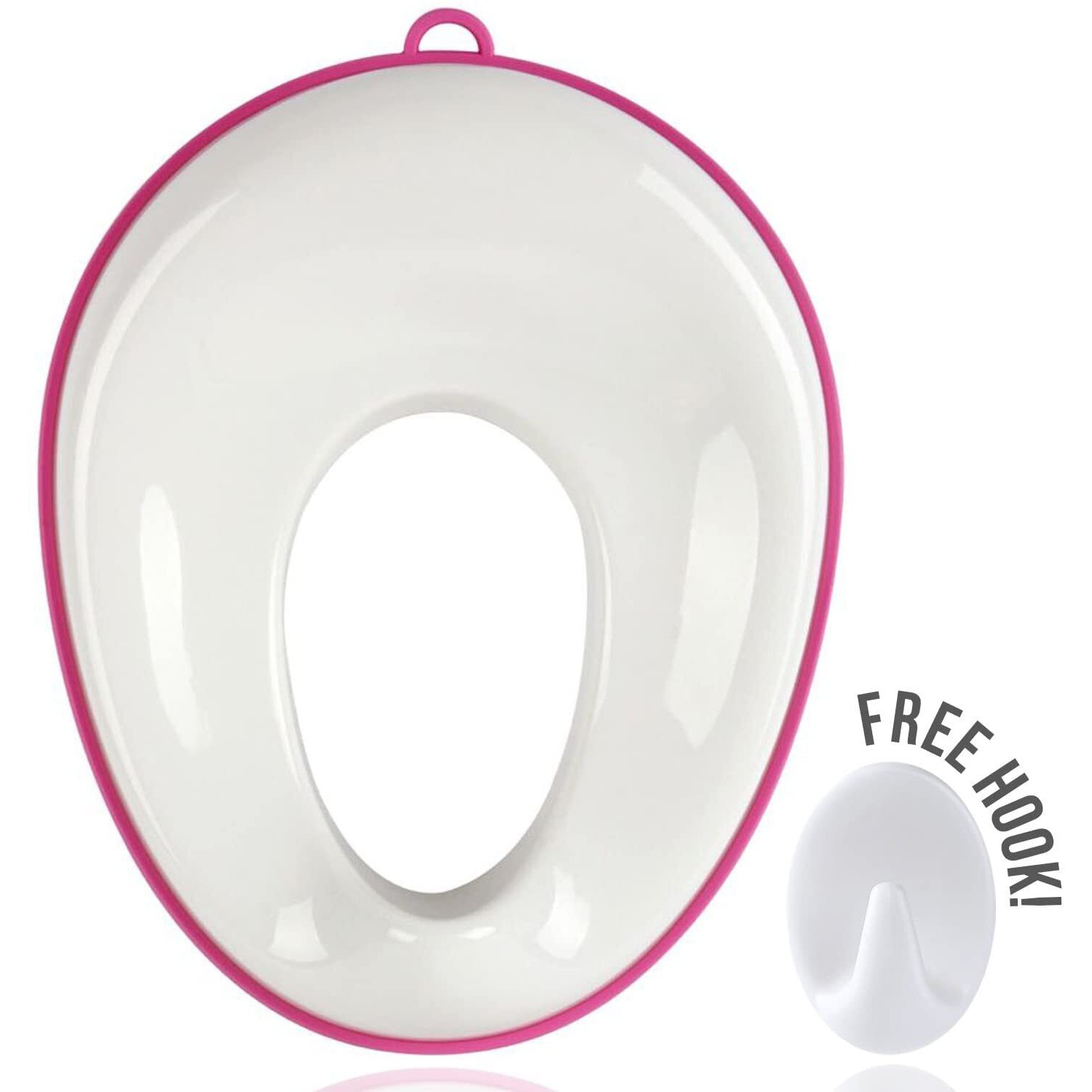 Zollyss Potty Training Seat For Boys And Girls, Fits Round & Oval Toilets, Non-Slip With Splash Guard, Includes Free Storage Hook-Pink Color