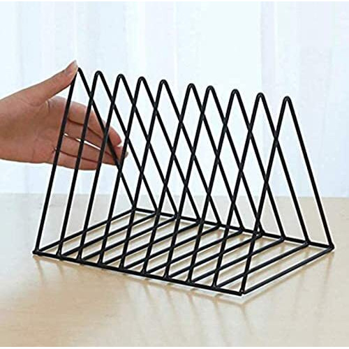 Zepdos Iron Tabletop Magazine Rack For Desk,Book Organizer,File Holder Storage Organizer,Table Book Stand For Office,Magazine Holder For Table,Office Newspaper Stand,File Organiser(Black)(2Pc)
