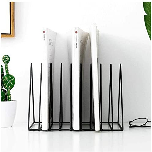 Zepdos Iron Tabletop Magazine Rack For Desk,Book Organizer,File Holder Storage Organizer,Table Book Stand For Office,Magazine Holder For Table,Office Newspaper Stand,File Organiser(Black)(2Pc)