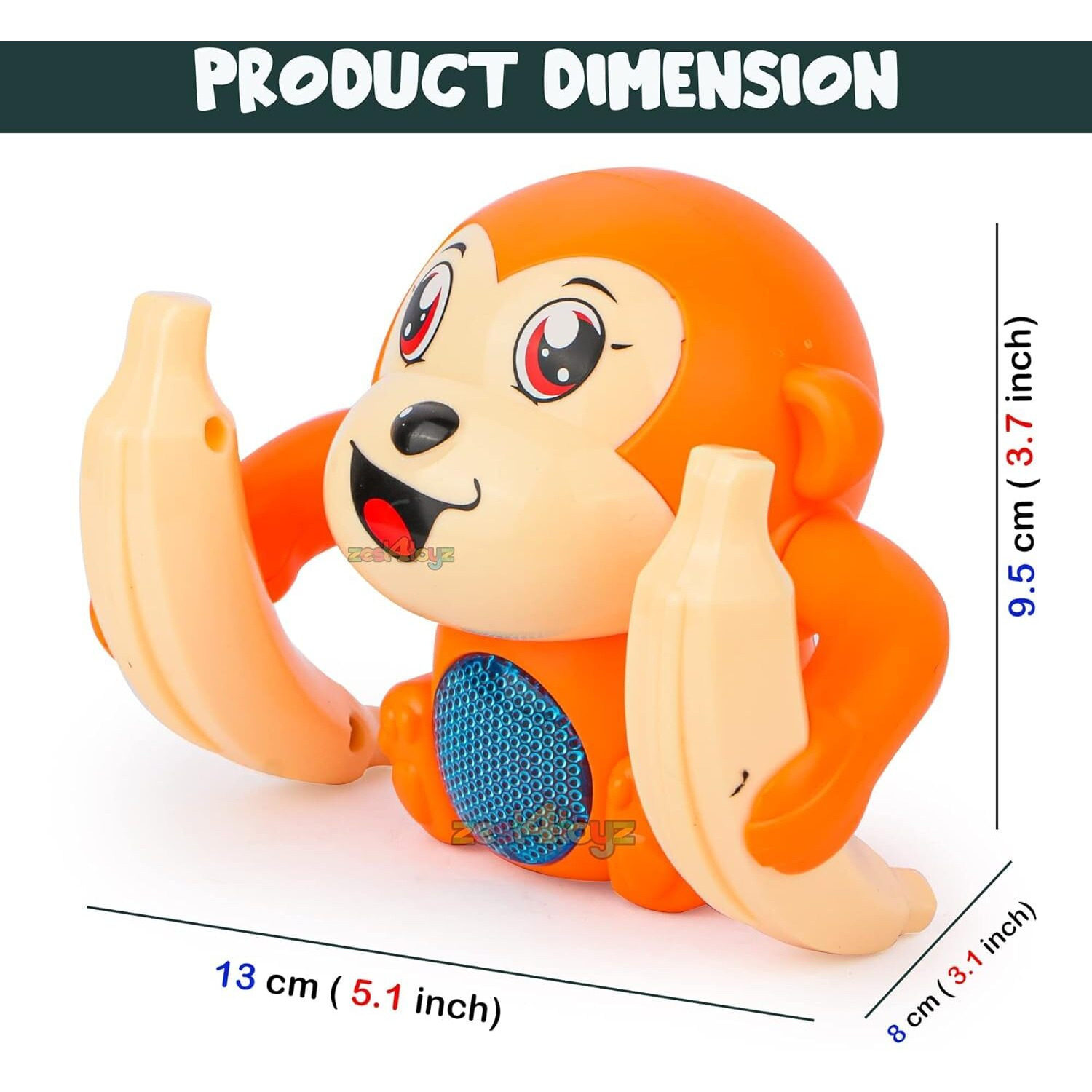 Zest 4 Toyz Dancing Musical Toy For Kids Tumbling Monkey Doll Toy Voice Control Sensor Rotating Arm Light Sound Toy Abs Battery Included Pack Of 1 (Random Color)
