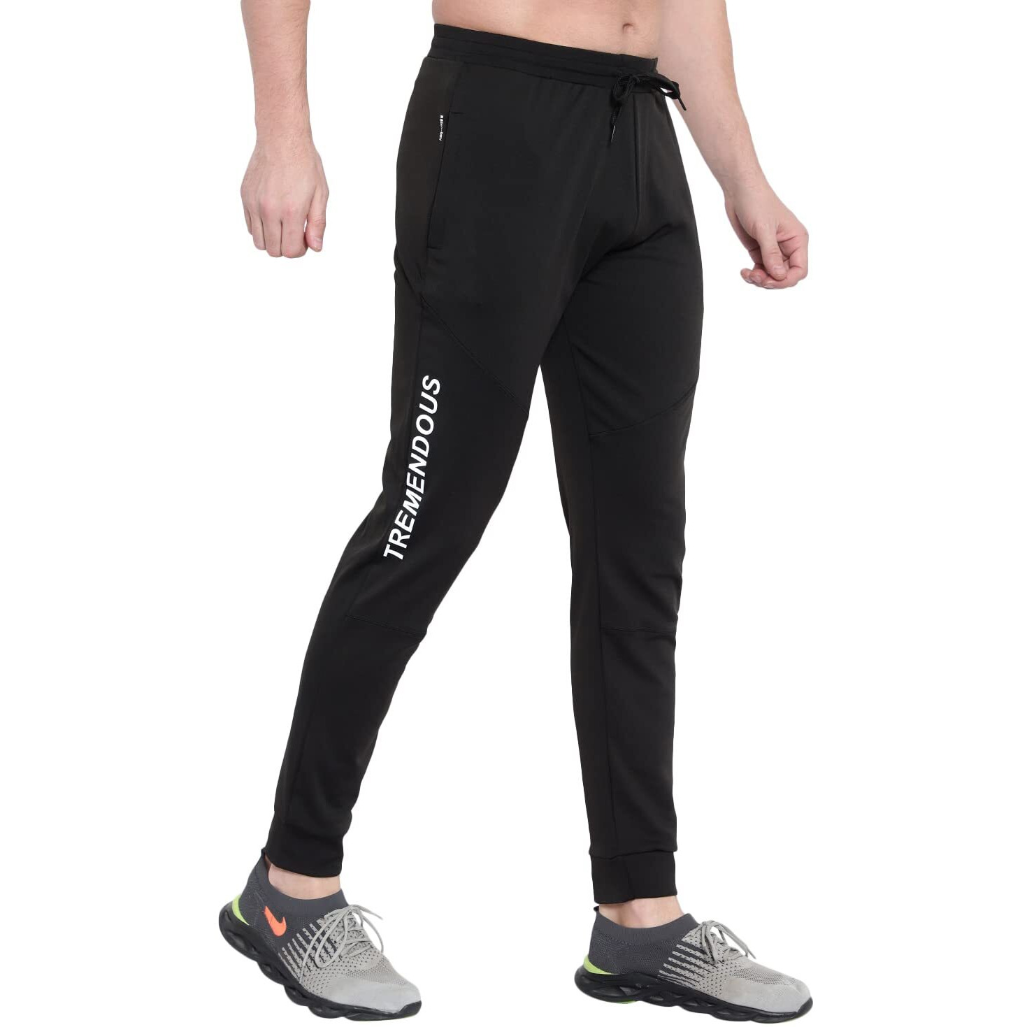 Blue Star Shark Men's Slim Fit Track Pants  Joggers For Running, Gym, Sports, And Casual Wear | Multipurpose Activewear Lower For Men & Boys | Stylish Summer Trousers & Night Pants, Black, L
