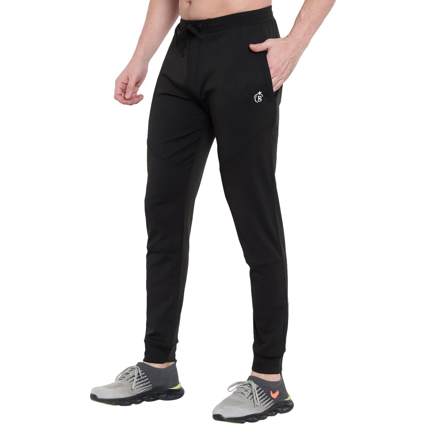Blue Star Shark Men's Slim Fit Track Pants  Joggers For Running, Gym, Sports, And Casual Wear | Multipurpose Activewear Lower For Men & Boys | Stylish Summer Trousers & Night Pants, Black, L