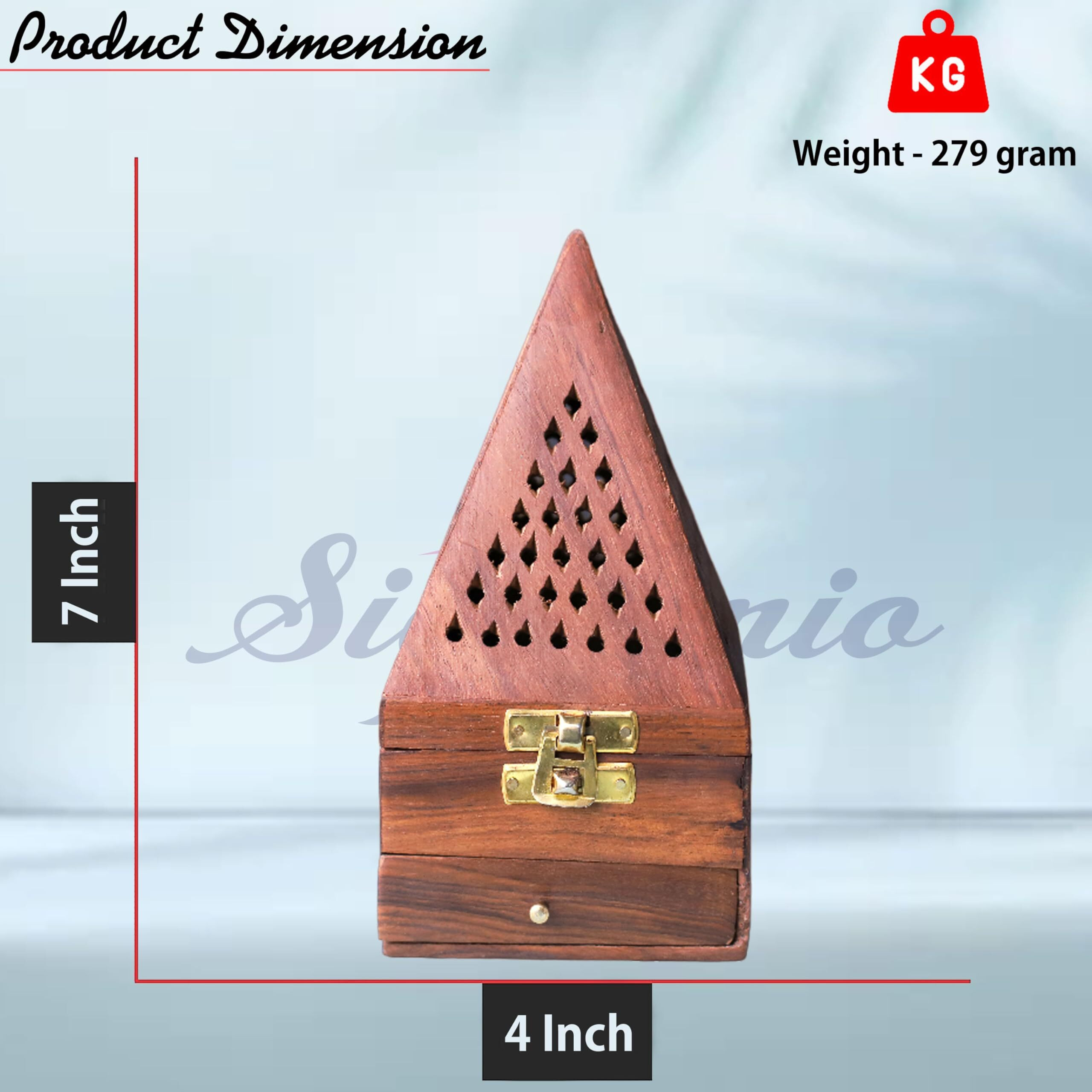 Signamio Wooden Sambrani Dhoop Stand Incense Holder Dhoop Dani Items For Home Mandir, Perfect Pooja Room Decoration And Pooja Thali Set Rituals -Pack Of 1