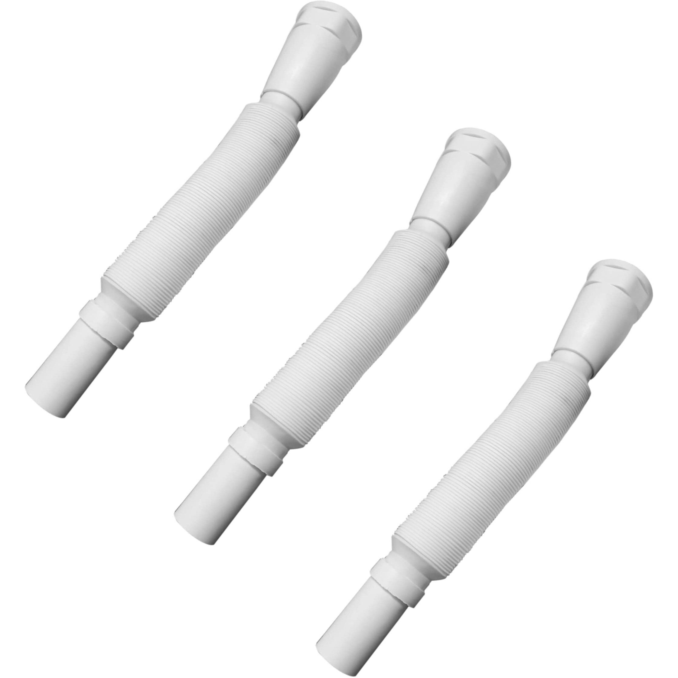 Ruhe Flexible Pvc Waste Pipe 35 Inch | Drain Hose/Outlet Tube Connector Basin Down Comer Bathroom/Kitchen Sink, White | (Set Of 3)