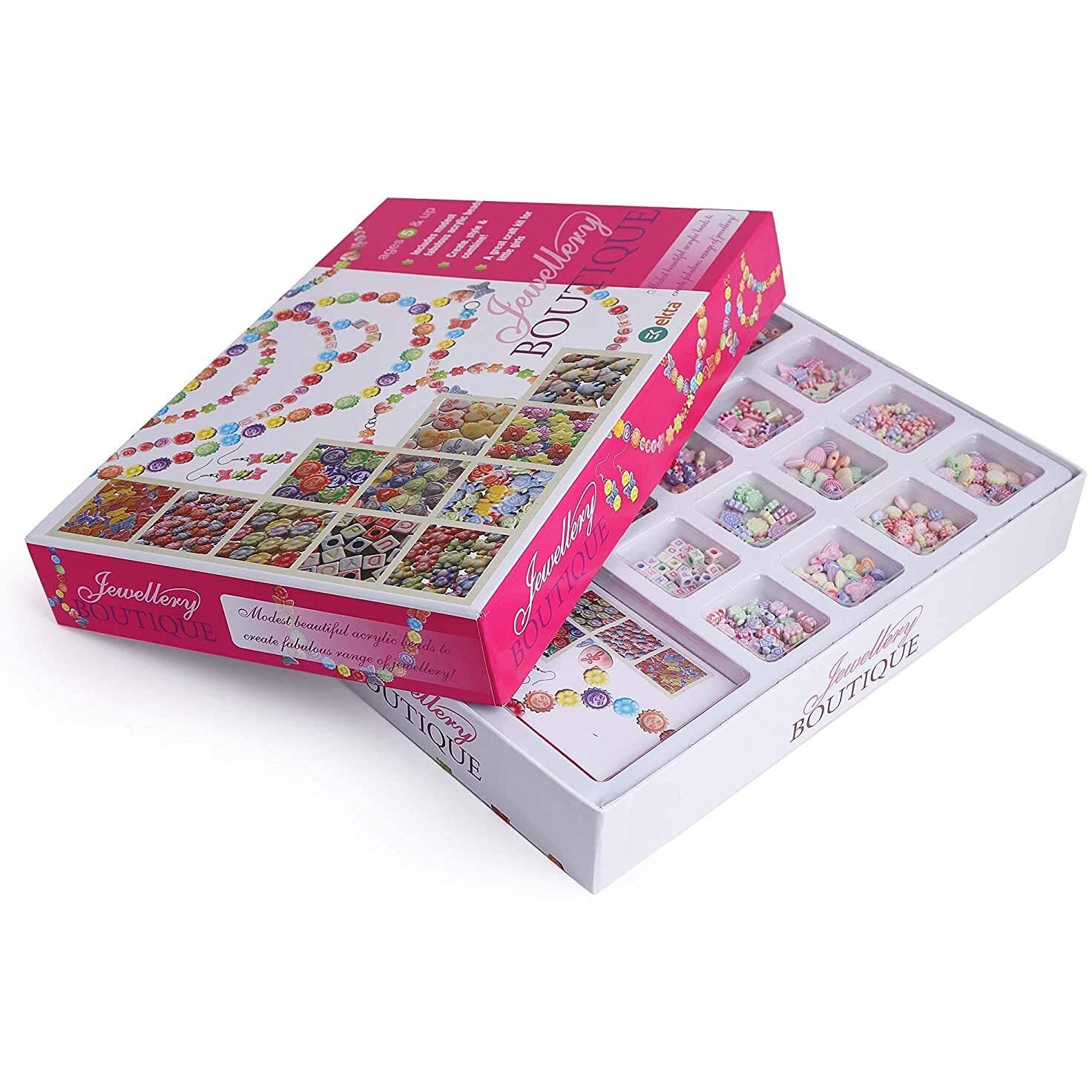 Bkdt Marketing Jewellery Boutique - Fun Game - Multicolour Beads - Make Beautiful Necklace, Fashionable Bracelets & Funky Earrings-Jewellery Making Kit For Girls - Beads For Jewellery Making
