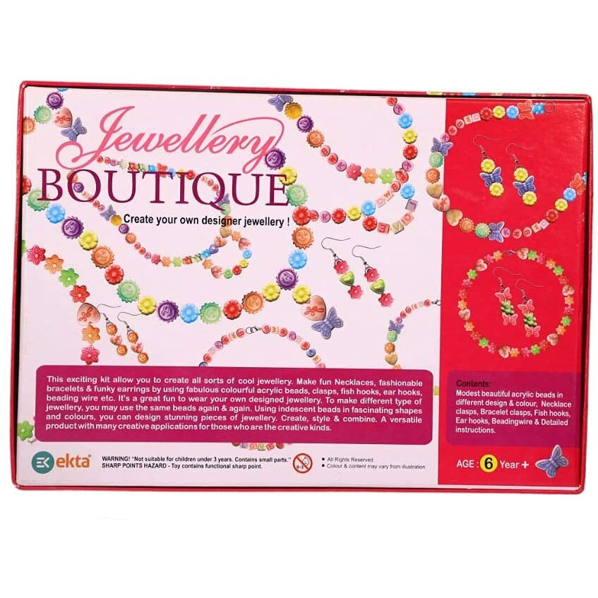 Bkdt Marketing Jewellery Boutique - Fun Game - Multicolour Beads - Make Beautiful Necklace, Fashionable Bracelets & Funky Earrings-Jewellery Making Kit For Girls - Beads For Jewellery Making