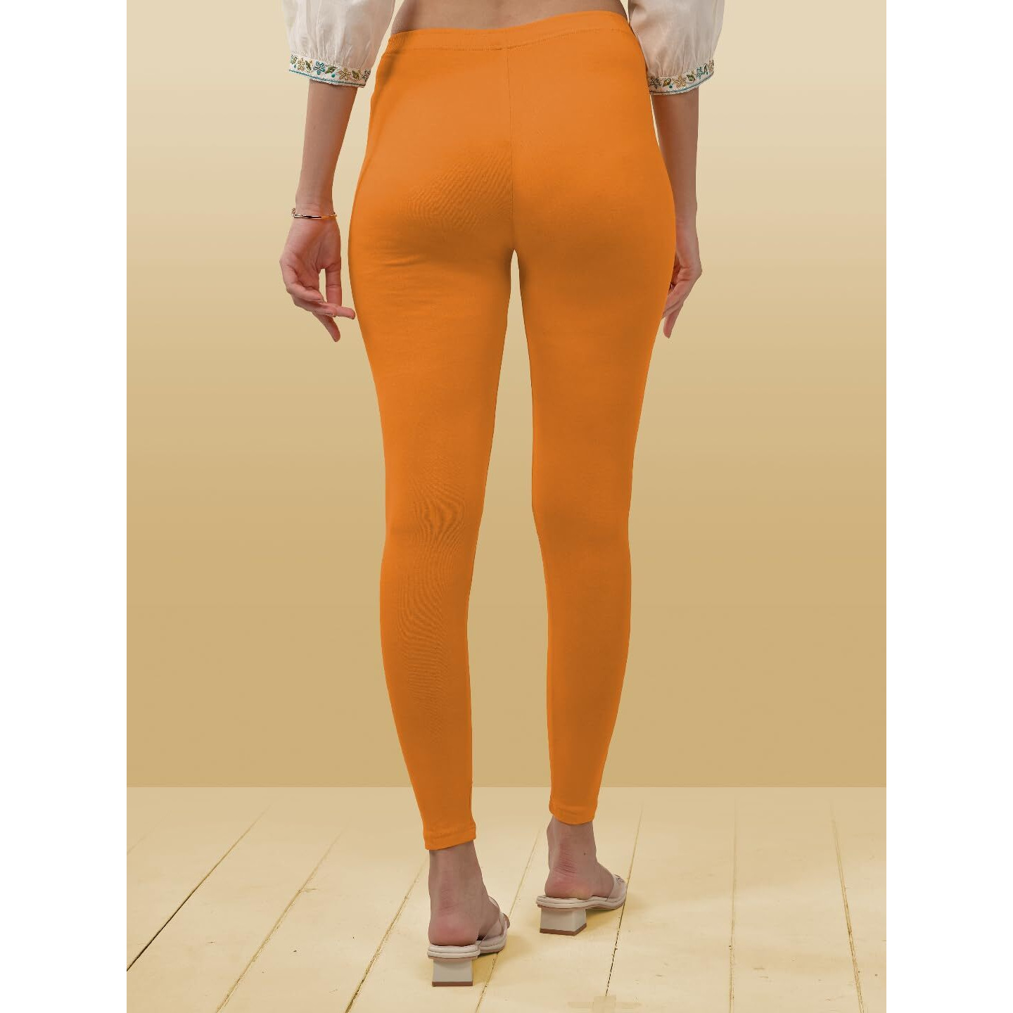 Lyra Women Solid Premium Cotton Ankle Length Leggings | Mid-Waist | Fashionwear