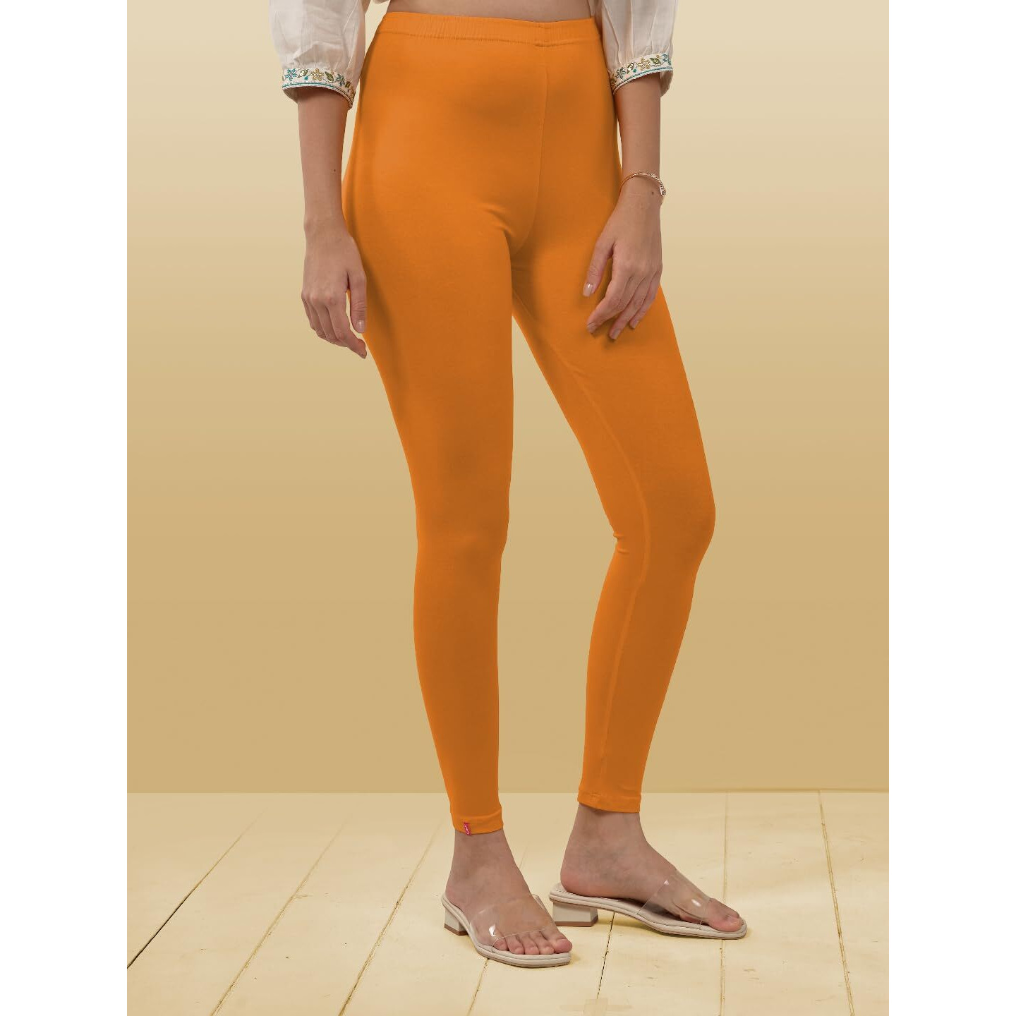 Lyra Women Solid Premium Cotton Ankle Length Leggings | Mid-Waist | Fashionwear