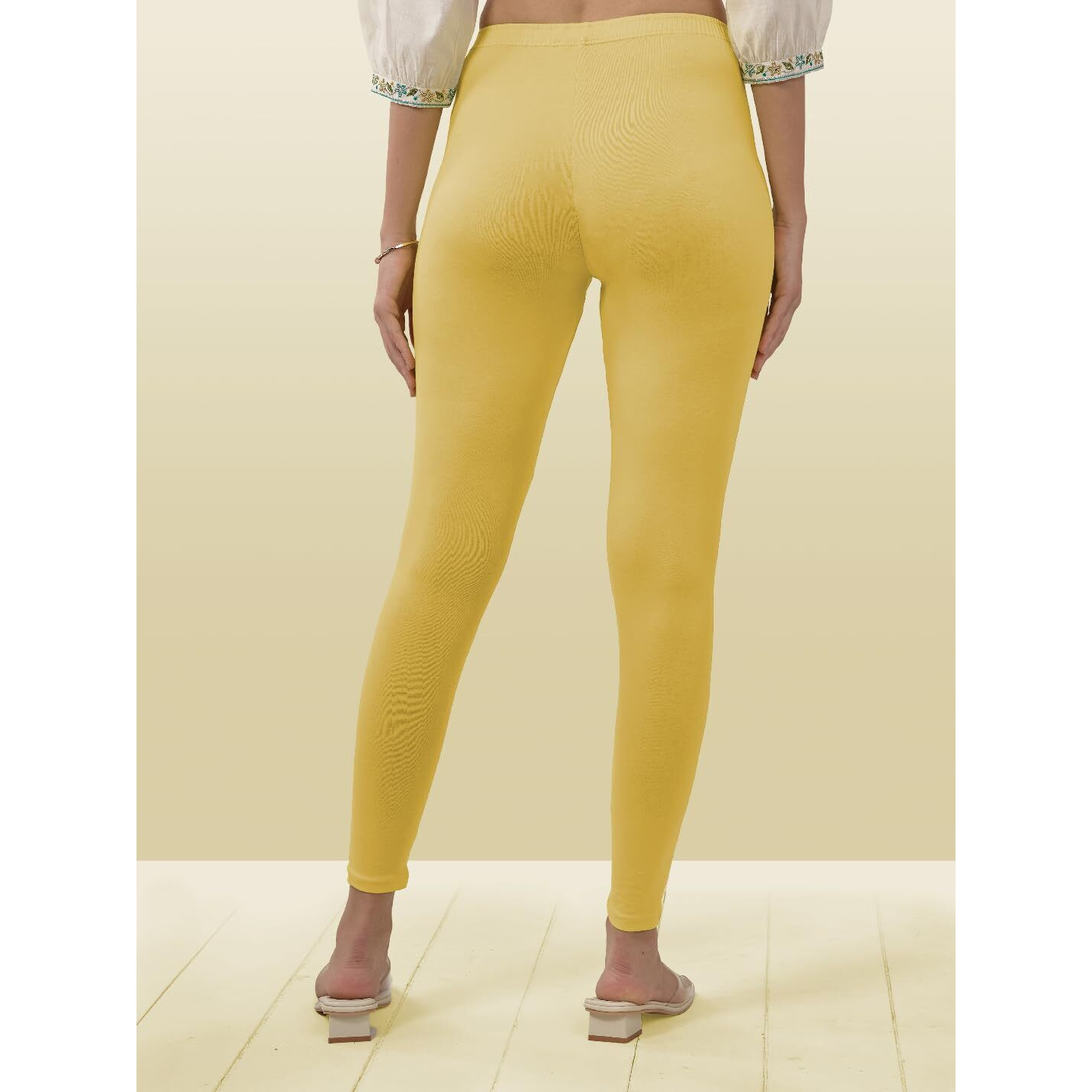 Lyra Women Solid Premium Cotton Ankle Length Leggings | Mid-Waist | Fashionwear