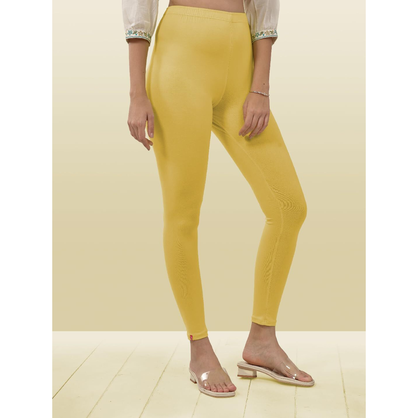 Lyra Women Solid Premium Cotton Ankle Length Leggings | Mid-Waist | Fashionwear