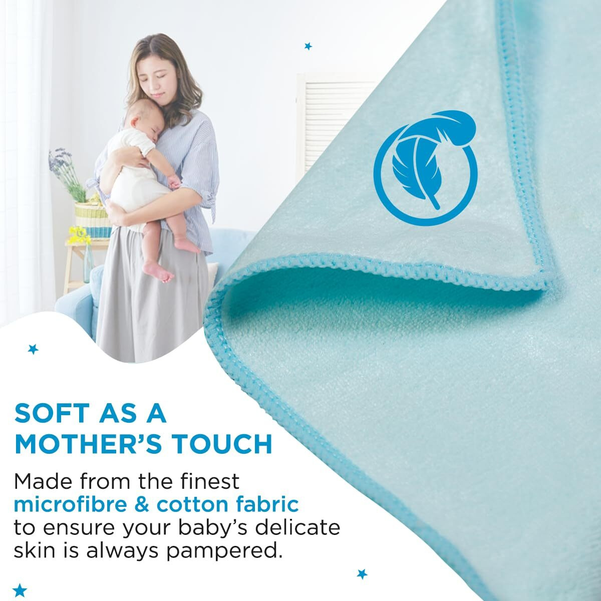 Mee Mee Micro Fiber Baby Bath Towel For New Born | Wash Cloth, Quick Absorbent, Extra Soft Cotton Towels For Kids/Toddlers/Infants/Babies, Pack Of 1(Blue) 70X110 Cm