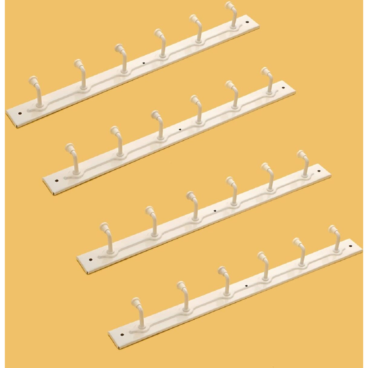 Istar Metal 6 Pin Cloth Hanger Wall Mounted Door Mounted Bathroom Cloth Hanger,Coth Wall Hook,Door Hooks Rail For Hanging Keys,Clothes,Towel Hanger, Ivory