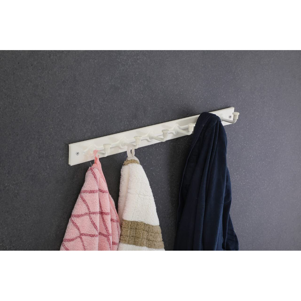 Istar Metal 6 Pin Cloth Hanger Wall Mounted Door Mounted Bathroom Cloth Hanger,Coth Wall Hook,Door Hooks Rail For Hanging Keys,Clothes,Towel Hanger, Ivory