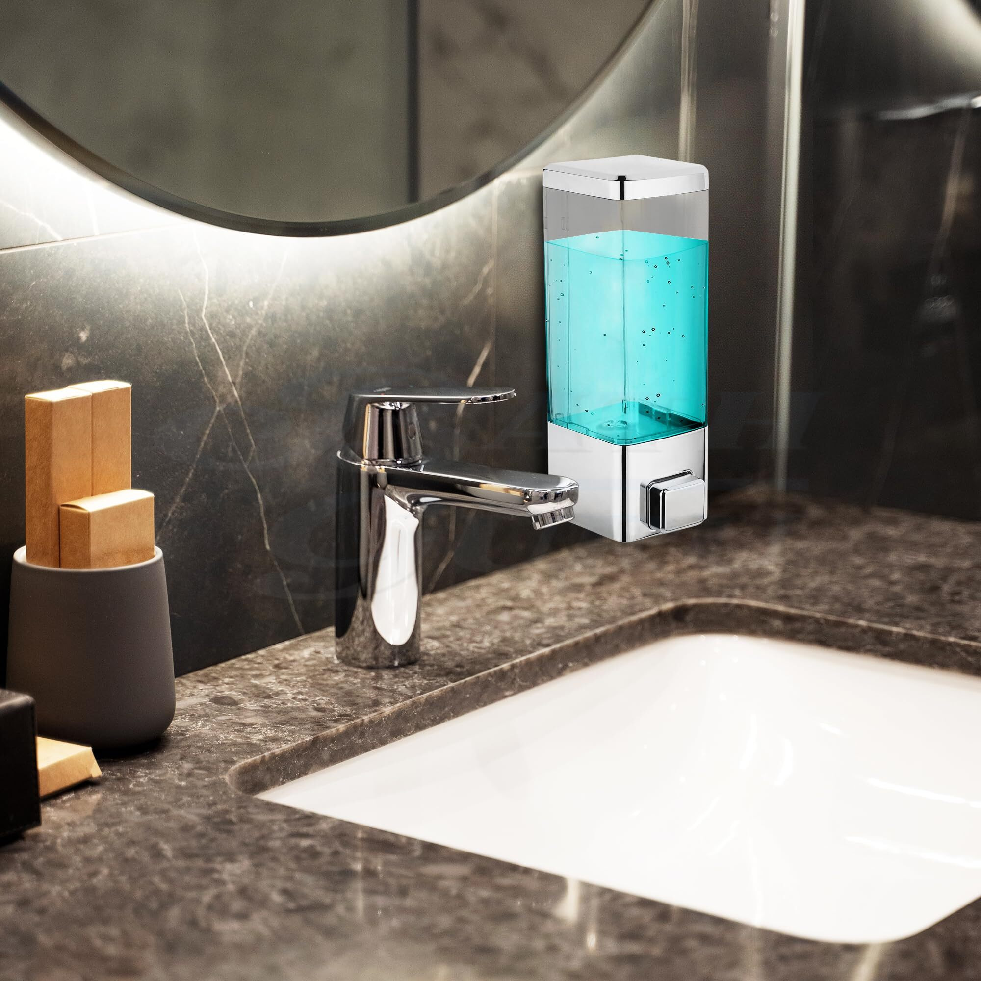 Bath Guru Abs Heavy Duty Wall Mounted Soap Shampoo Conditioner Handwash Gel Liquid Soap Sanitizer Dispenser For Bathroom Basin Kitchen Sinks And Industrial Use (460 Ml, White), Plastic
