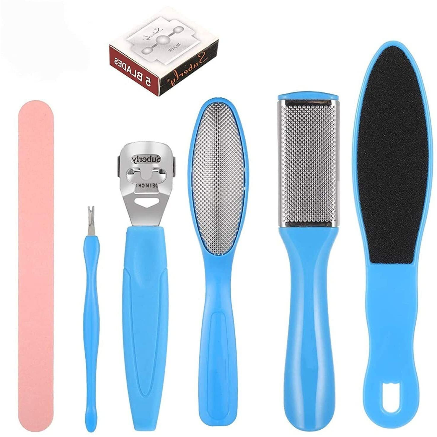 Urbanmac Pedicure Kits - Callus Remover For Feet, 23 In 1 Professional Manicure Set Pedicure Tools Stainless Steel Foot Care, Foot File Foot Rasp Dead Skin For Women Men Home Foot Spa Kit, Blue