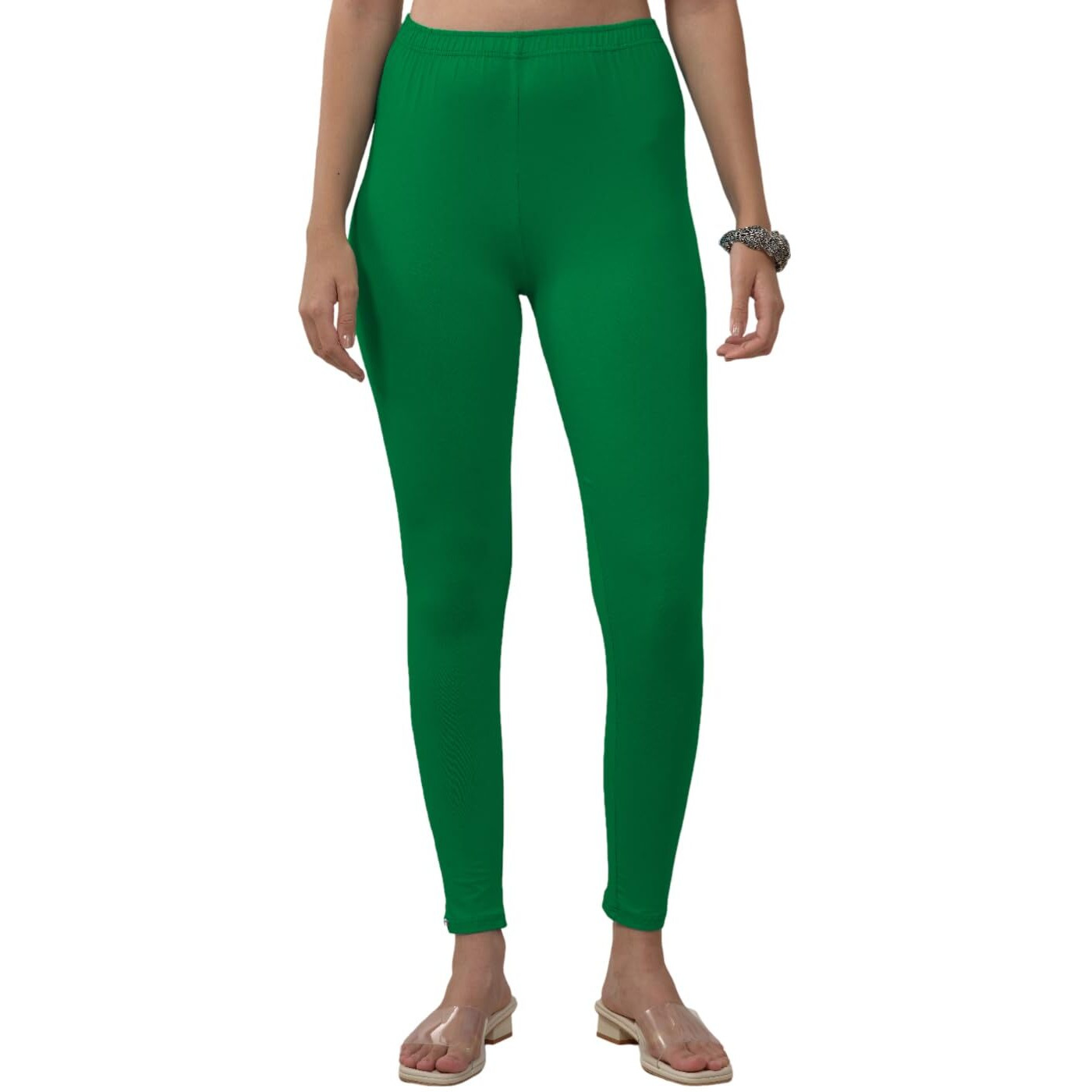 Lyra Women Solid Premium Cotton Ankle Length Leggings | Mid-Waist | Fashionwear