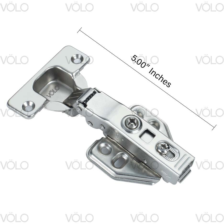 Volo European Style Steel Clip-On Soft Close Concealed Cabinet Hinges (Pack Of 2 Sets), 0 Crank- Full Overlay (Clip On Hinge 2 Combo 0 Crank)