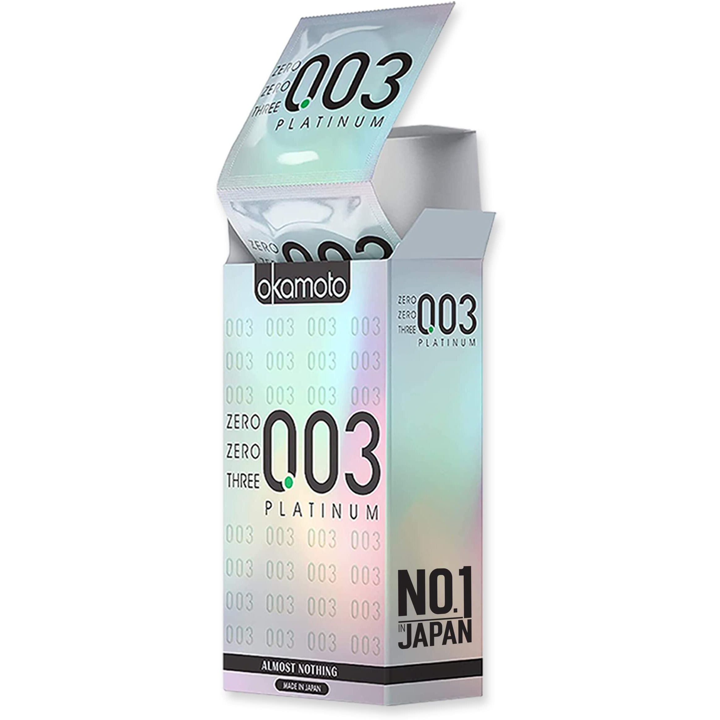 Okamoto Condom | Ultra Thin Condoms For Men | Thinnest Premium Japanese Condoms | Made In Japan | 0.03 Mm Thin | 003 Platinum (Pack Of 1)