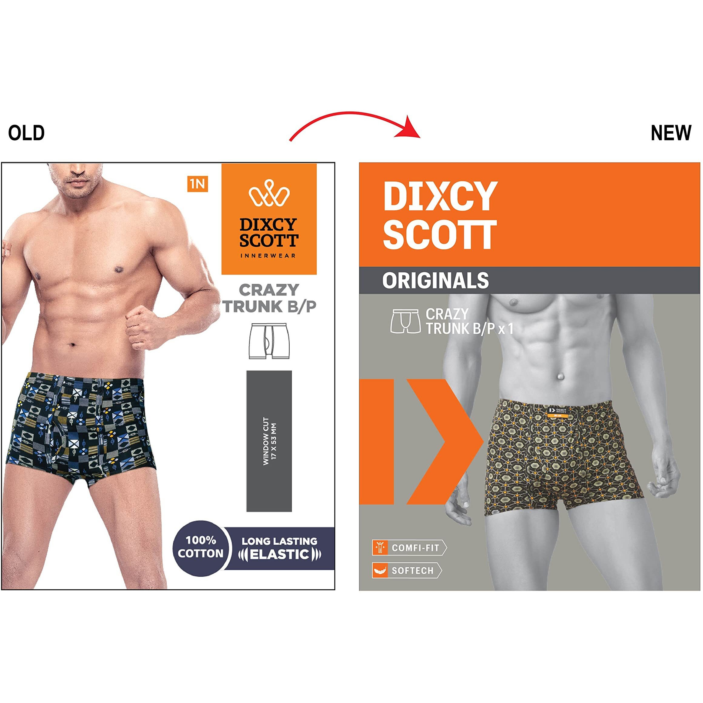Dixcy Scott Originals MenS Trunk Snug Fit Solid Innerwear - Crazy Trunk- Assorted - Print & Color May Be Vary(Assorted - Pack Of 3 )-S