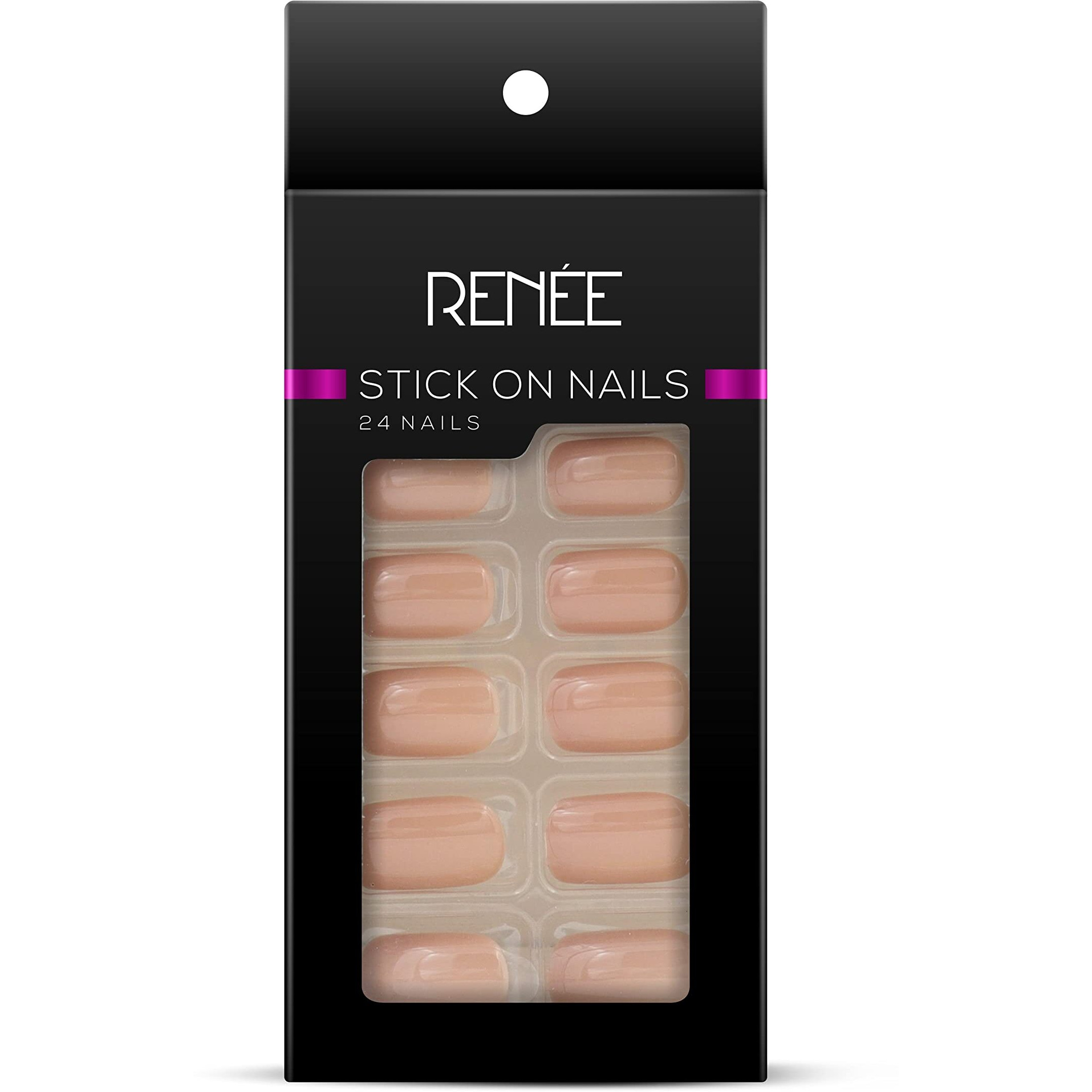 Renee Stick On Nails Bn 02| 24 Reusable Artificial Fake Nail Set| Lightweight & Long Lasting| Easy To Use| Quick Fix For Festivals & Special Occasions