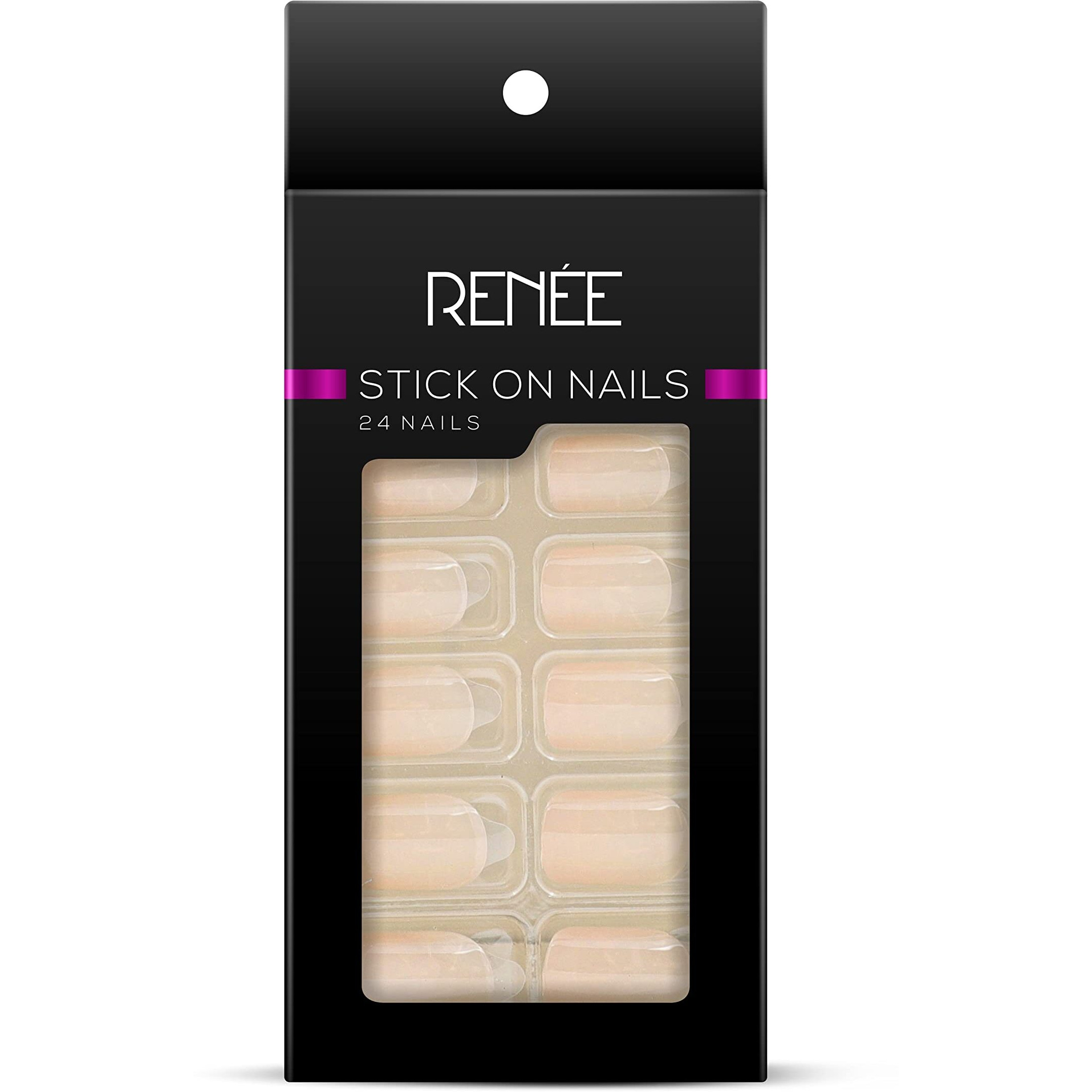 Renee Stick On Nails Bn 06| 24 Reusable Artificial Fake Nail Set| Lightweight & Long Lasting| Easy To Use| Quick Fix For Festivals & Special Occasions