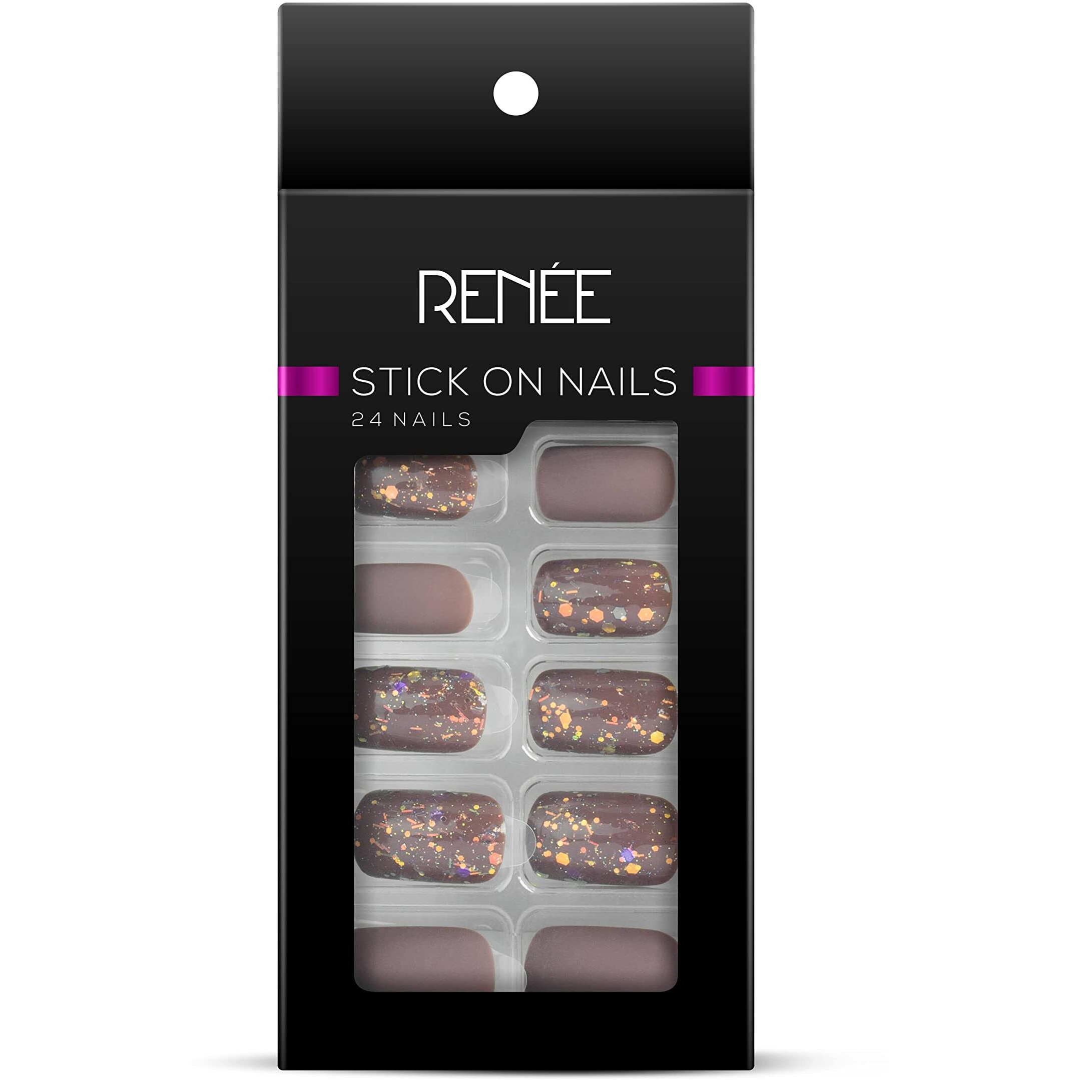 Renee Stick On Nails Dn 04| 24 Reusable Artificial Fake Nail Set| Lightweight & Long Lasting| Easy To Use| Quick Fix For Festivals & Special Occasions