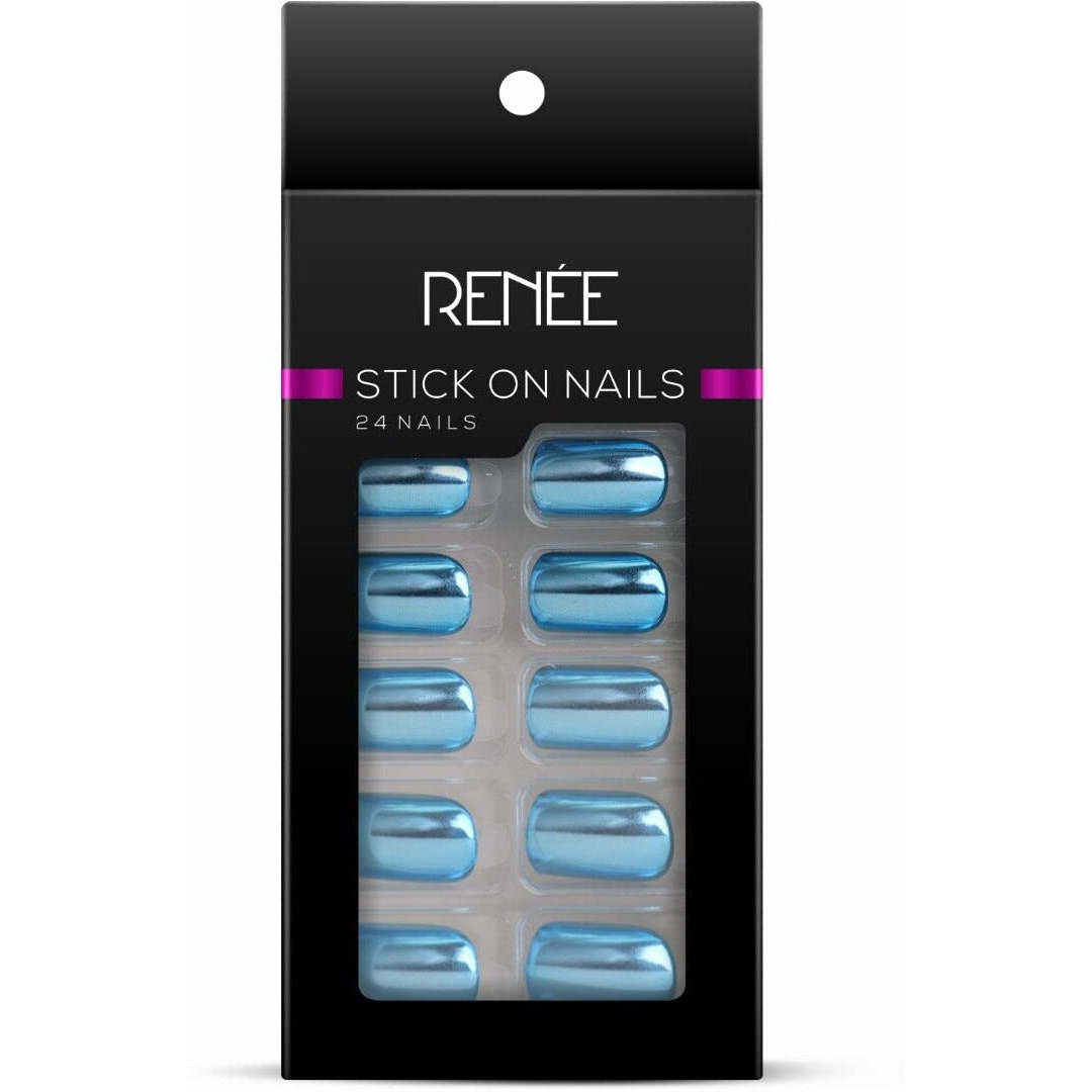 Renee Stick On Nails Mn 02| 24 Reusable Artificial Fake Nail Set| Lightweight & Long Lasting| Easy To Use| Quick Fix For Festivals & Special Occasions