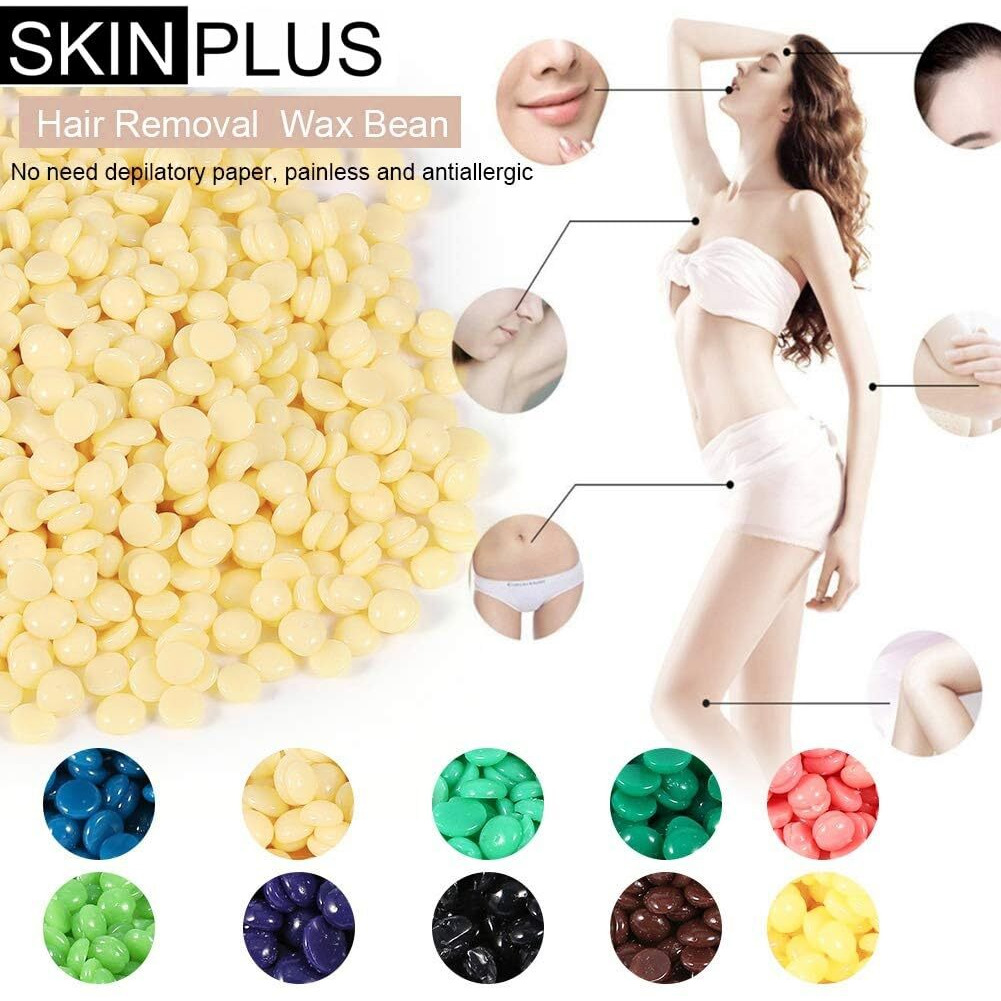 Urbanmac Skinplus Hard Beans Wax With Wooden Stick For Women Full Body Hair Removal Wax (500 G) Multicolor