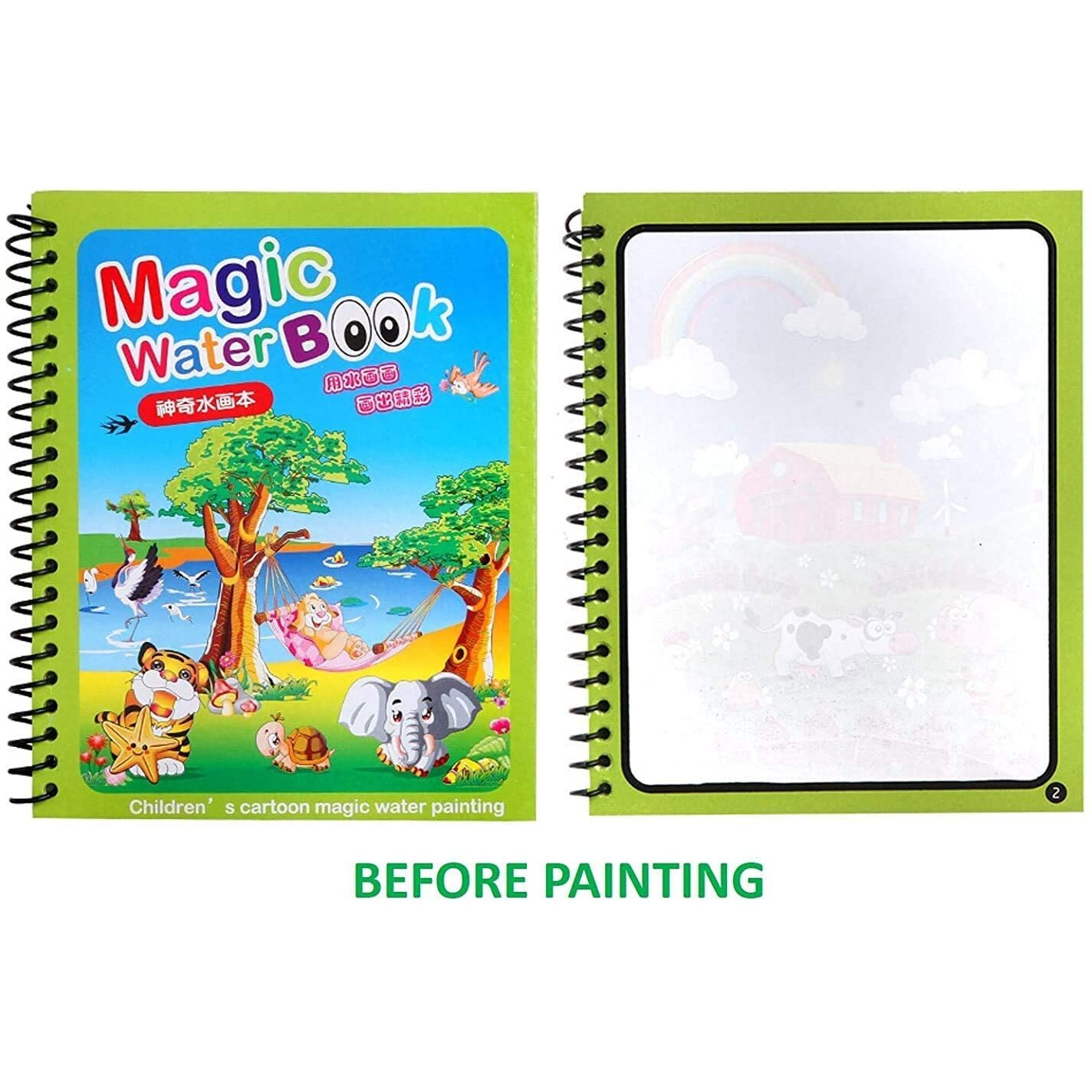 Nvd Reusable Magic Water Quick Dry Book For Water Coloring With Magic Pen Painting Board For Children Education Drawing Pad (Random Design & Assorted Color) (Multi Color, 4)