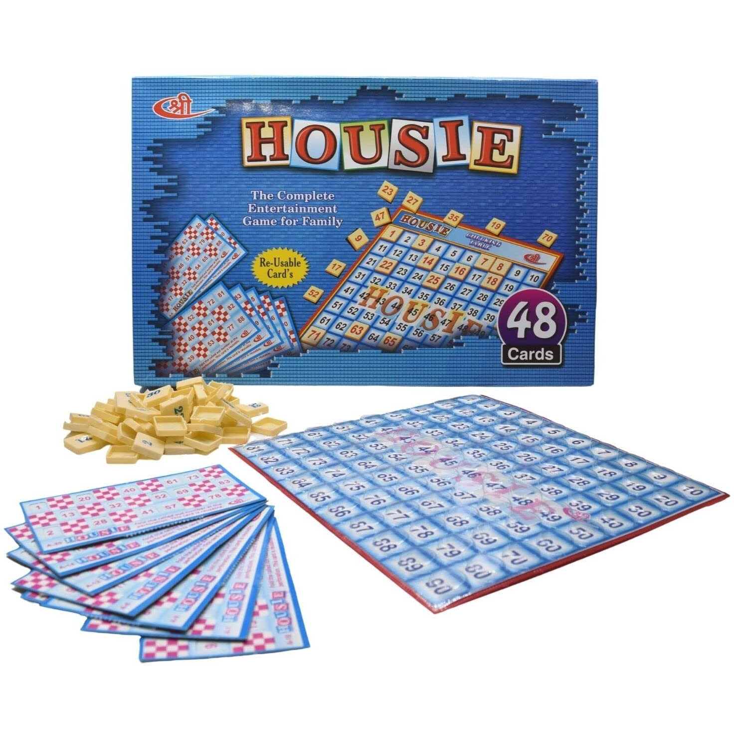 Kids Mandi Tambola Game Set | Housie Deluxe Board Game With 48 Reusable Cards And Tiles | A Complete Family Entertainment Game For All - Age 6 Years And Above