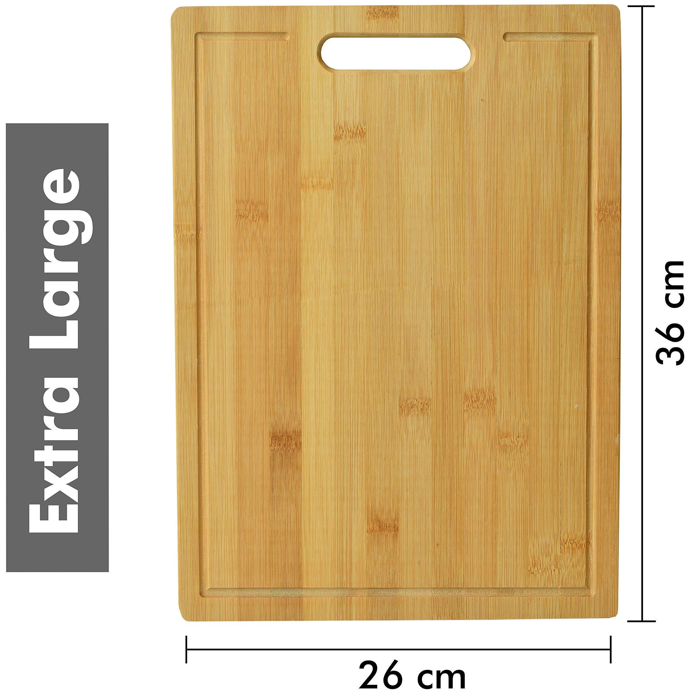 Yellow Weaves Extra Large Natural Bamboo Wood Cutting Board/Chopping Board With Juice Groove For Kitchen (36X26 Cm)