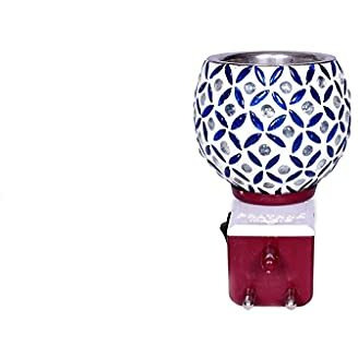 Revwd Kapoor Dani Electrical Camphor Diffuser Glass With On/Off Switch To Toggle Between Burner And Lamp (Blue Leaf)