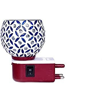 Revwd Kapoor Dani Electrical Camphor Diffuser Glass With On/Off Switch To Toggle Between Burner And Lamp (Blue Leaf)