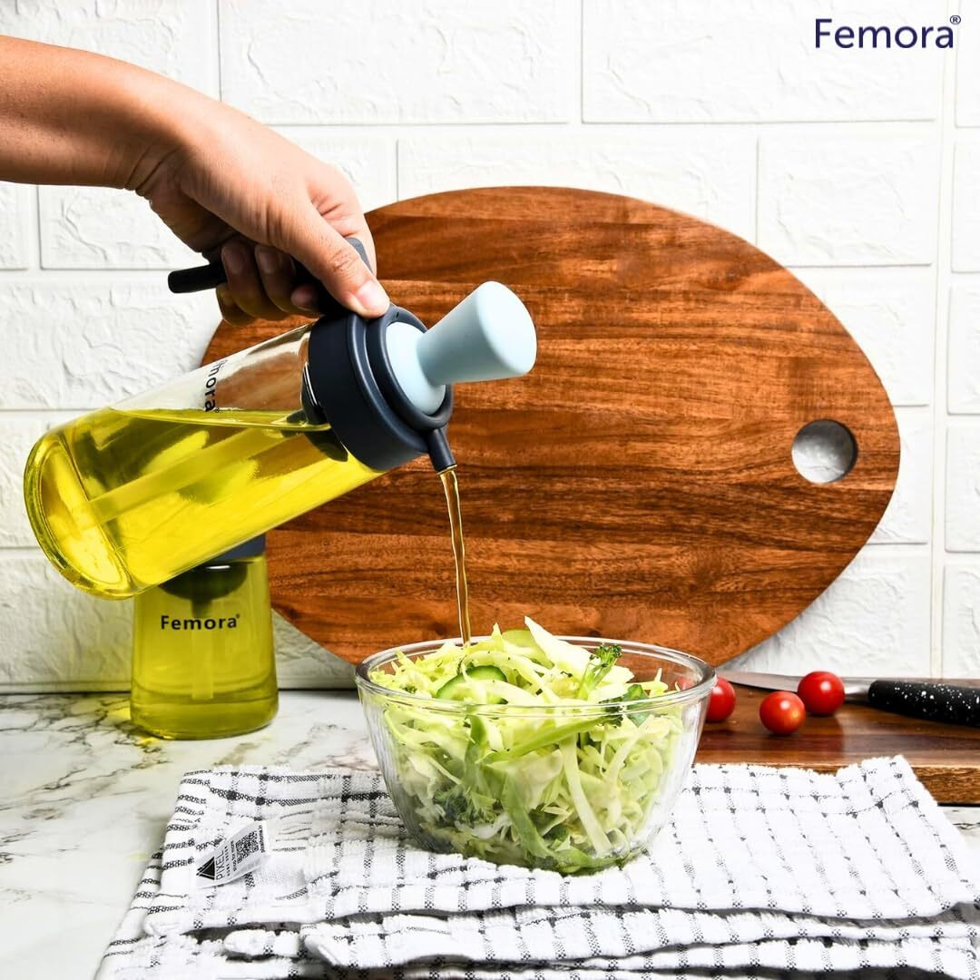 Femora Oil Dispenser | Glass Oil Bottle | 1 Year Warranty | Cooking Oil Dispenser 550Ml Pack Of 1 Oil Bottle