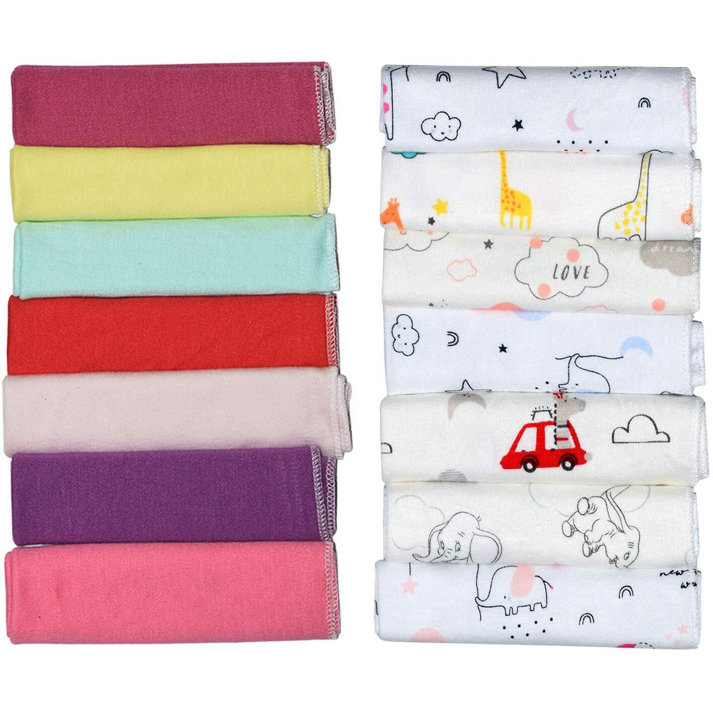 Billy Bum Washcloth For New Born 100% Hosiery Cotton/Reusable Extra Soft Face Towels Washcloth For Babies (14 Pieces) Color May Vary (Pack Of 2)