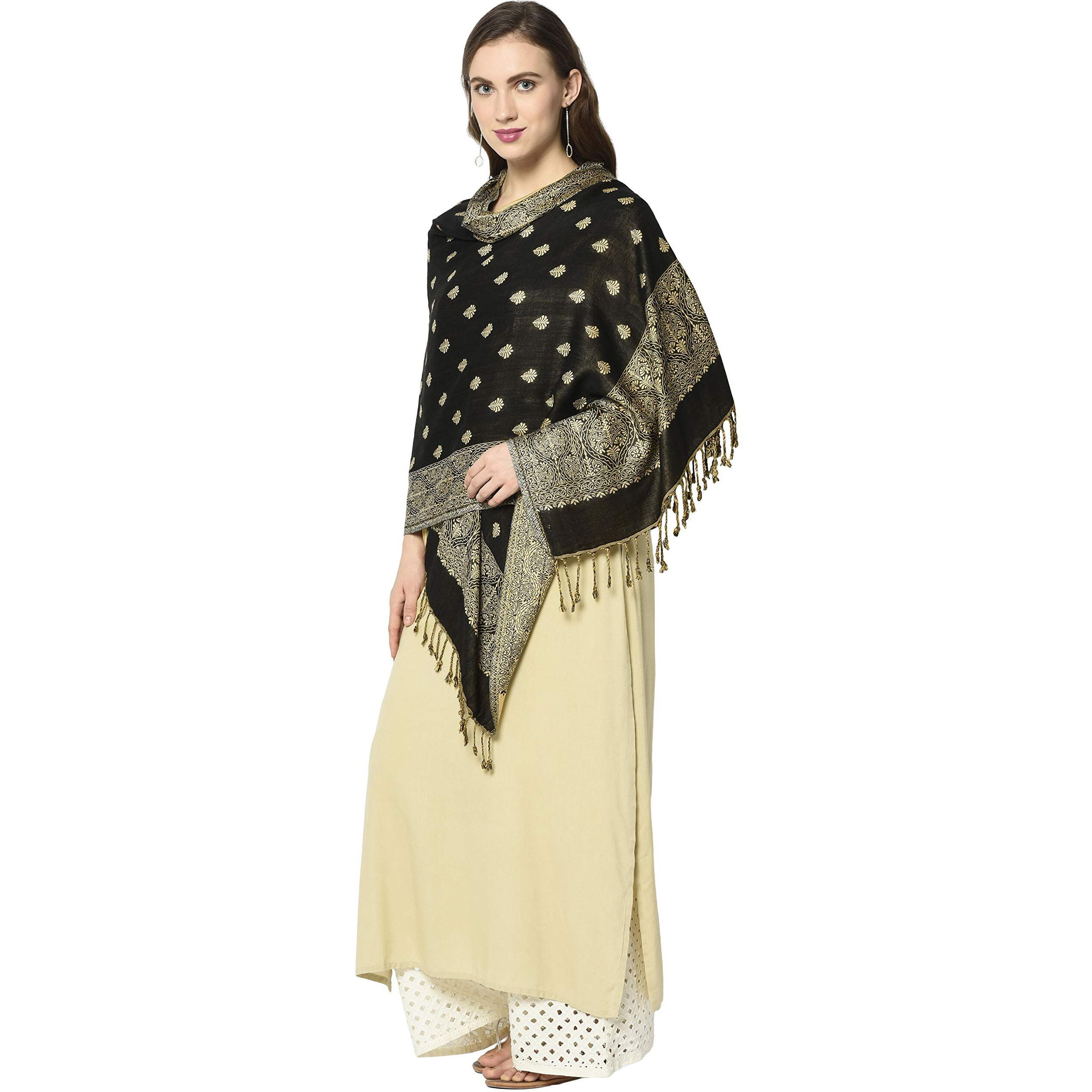 Weavers Villa Women's Rayon Soft Viscose Summer/Autumn Scarf, Stoles, Scarves (Black), 70Cm X 200Cm