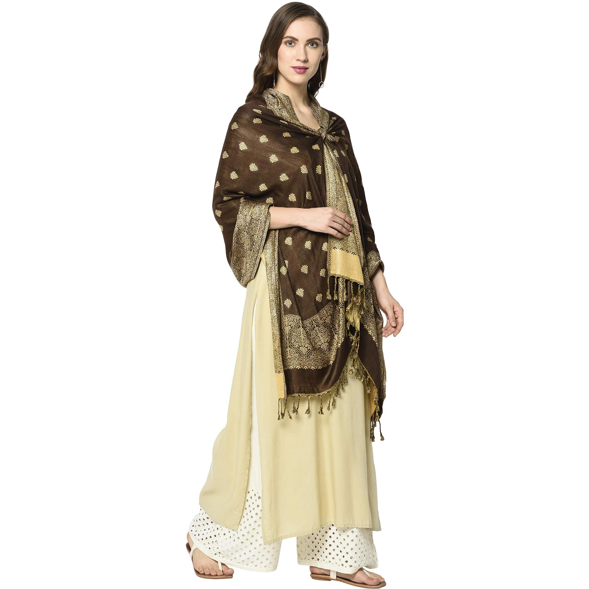 Weavers Villa 100% Soft Viscose Women's Summer/Autumn Scarf, Stoles, Scarves (Coffee), 70Cm X 200Cm