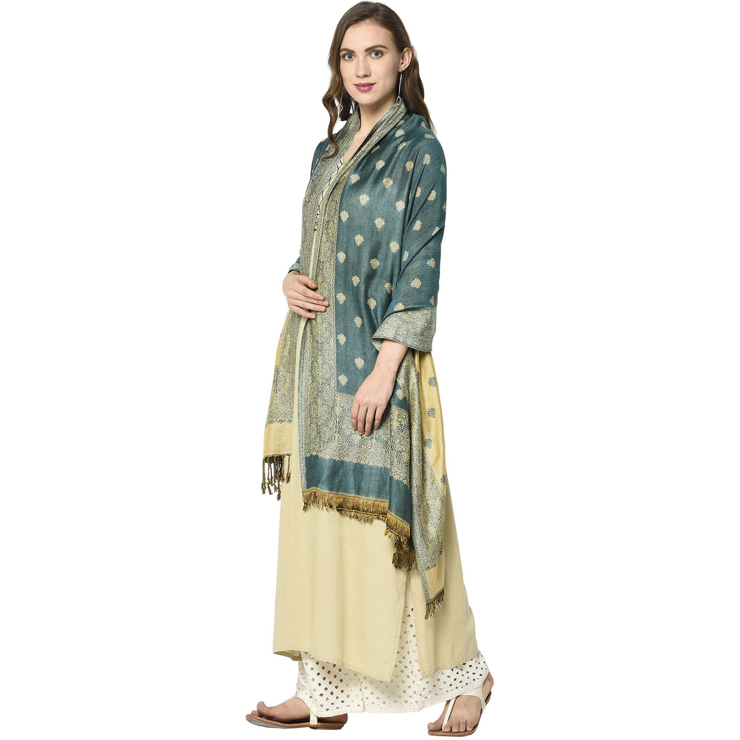 Weavers Villa Women's Soft Viscose Rayon Scarf, Scarves, Stoles (Green), 70Cm X 200Cm