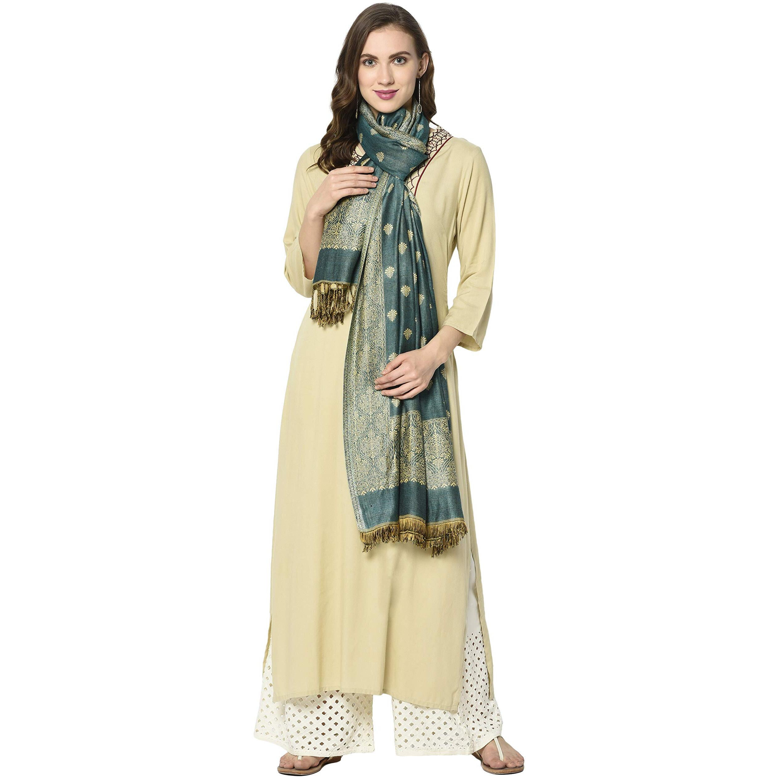 Weavers Villa Women's Soft Viscose Rayon Scarf, Scarves, Stoles (Green), 70Cm X 200Cm