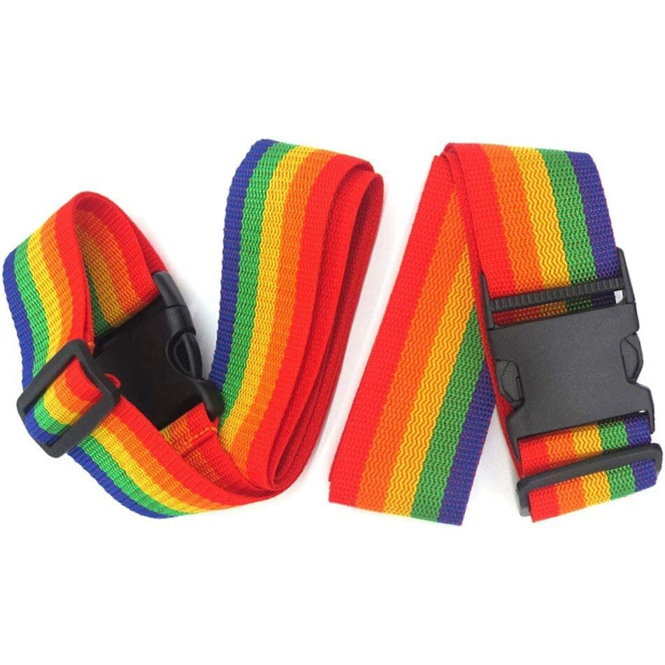 Inditradition (Pack Of 2) Adjustable Nylon Luggage Straps Belt, Suitcase Belt Tsa Approved (2 Meter, Rainbow Colour)