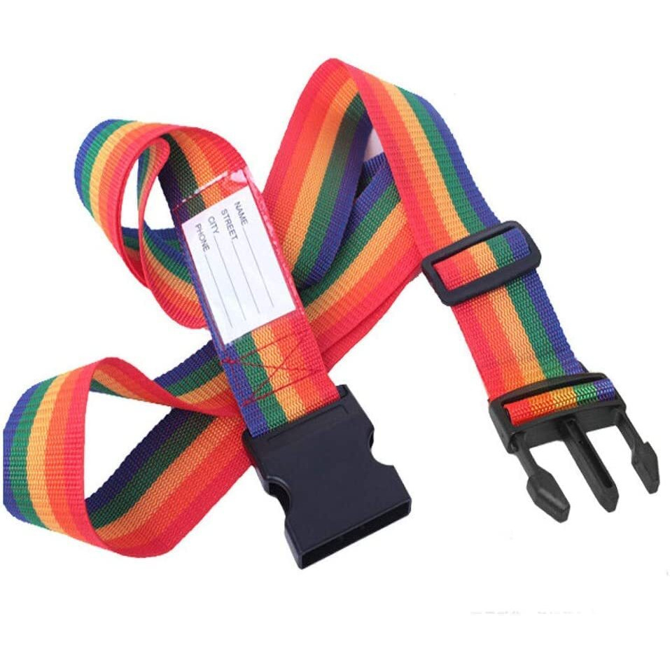 Inditradition (Pack Of 2) Adjustable Nylon Luggage Straps Belt, Suitcase Belt Tsa Approved (2 Meter, Rainbow Colour)