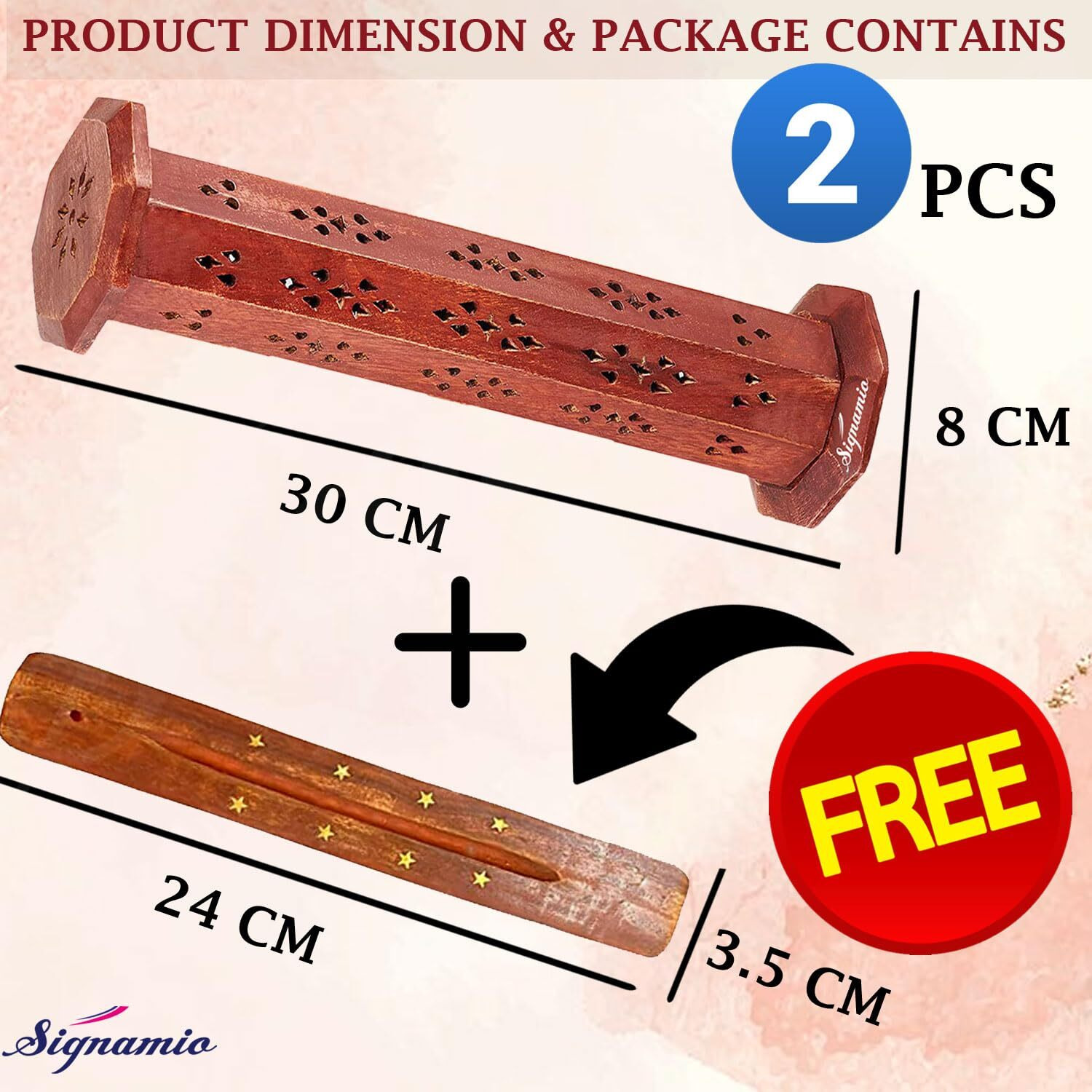 Signamio 2Pcs Wooden Tower Agarbatti And Dhoop Holder Premium Incense Stick Stand With Ash Catcher For Pooja Room Decoration - Puja Items For Home Mandir & Agarbatti Stand Holder With Storage Box