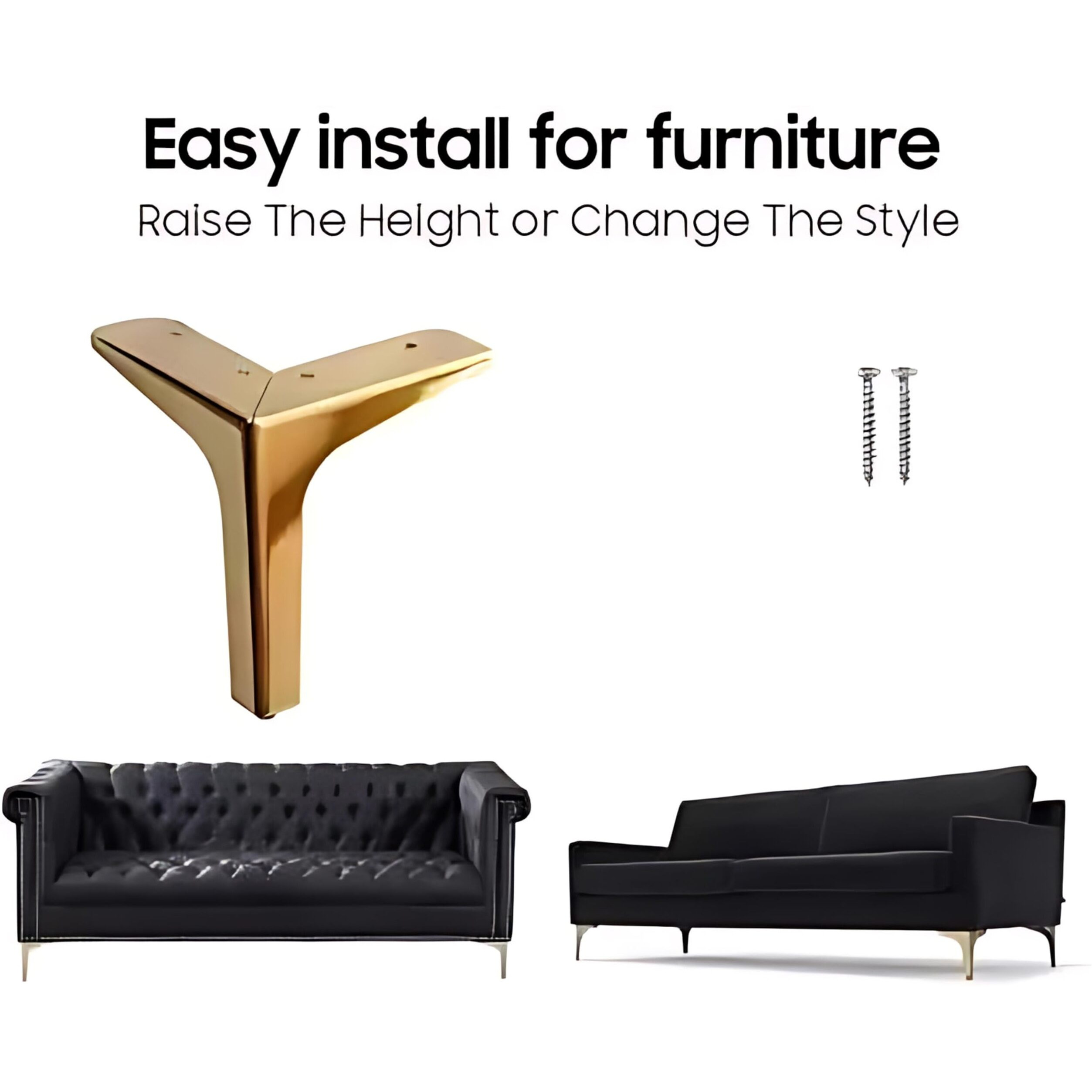 Wckart Decor Sofa Hardware Leg 4 Inch / 10 Cms Sofa Furniture Golden Glossy Finish Stainless Steel Heavy Model Y Design Sofa Leg Set Of 4