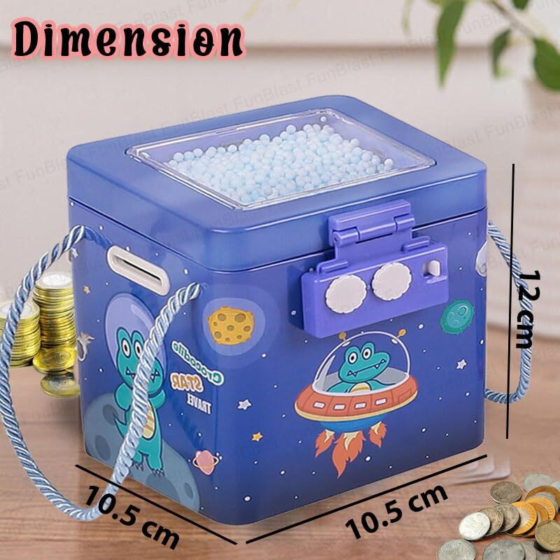 Funblast Piggy Bank-Coin Box For Boys,Money Bank With Password,Piggy Bank For Kids,Money Box For Kids,Coin Box With Password,Space Theme Return Gifts For Kids,Best Return Gifts For Kids-Blue,Dinosaur