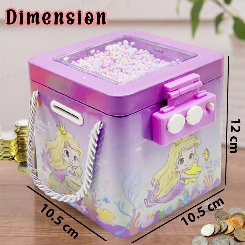 Funblast Mermaid Piggy Bank For Girls, Classic Money Box With Password, Best Return Gift - Pink