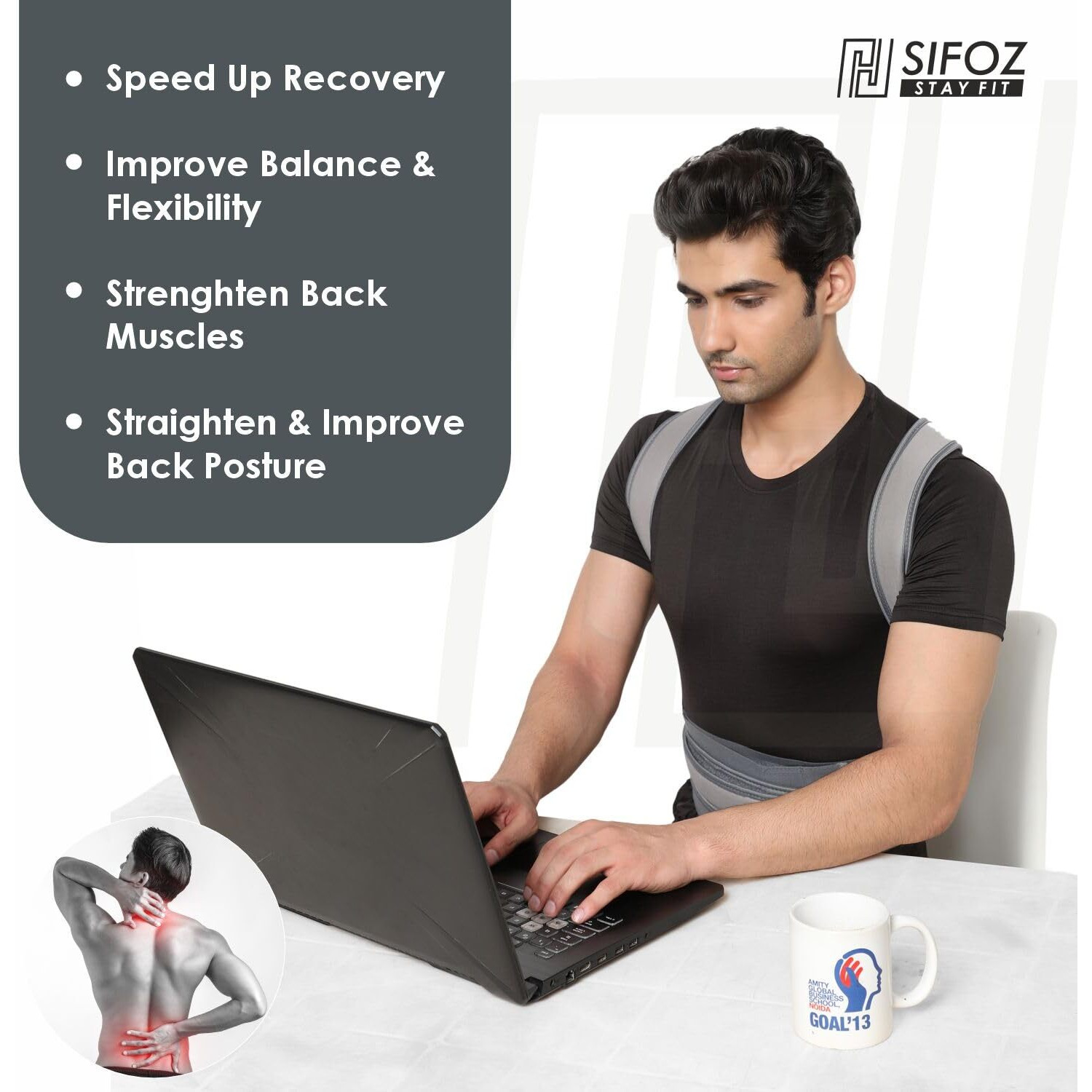 Sifoz Free Size Neoprene Posture Corrector For Men And Women Back Support Belt Back Pain Back Straight And Shoulder Support Belt